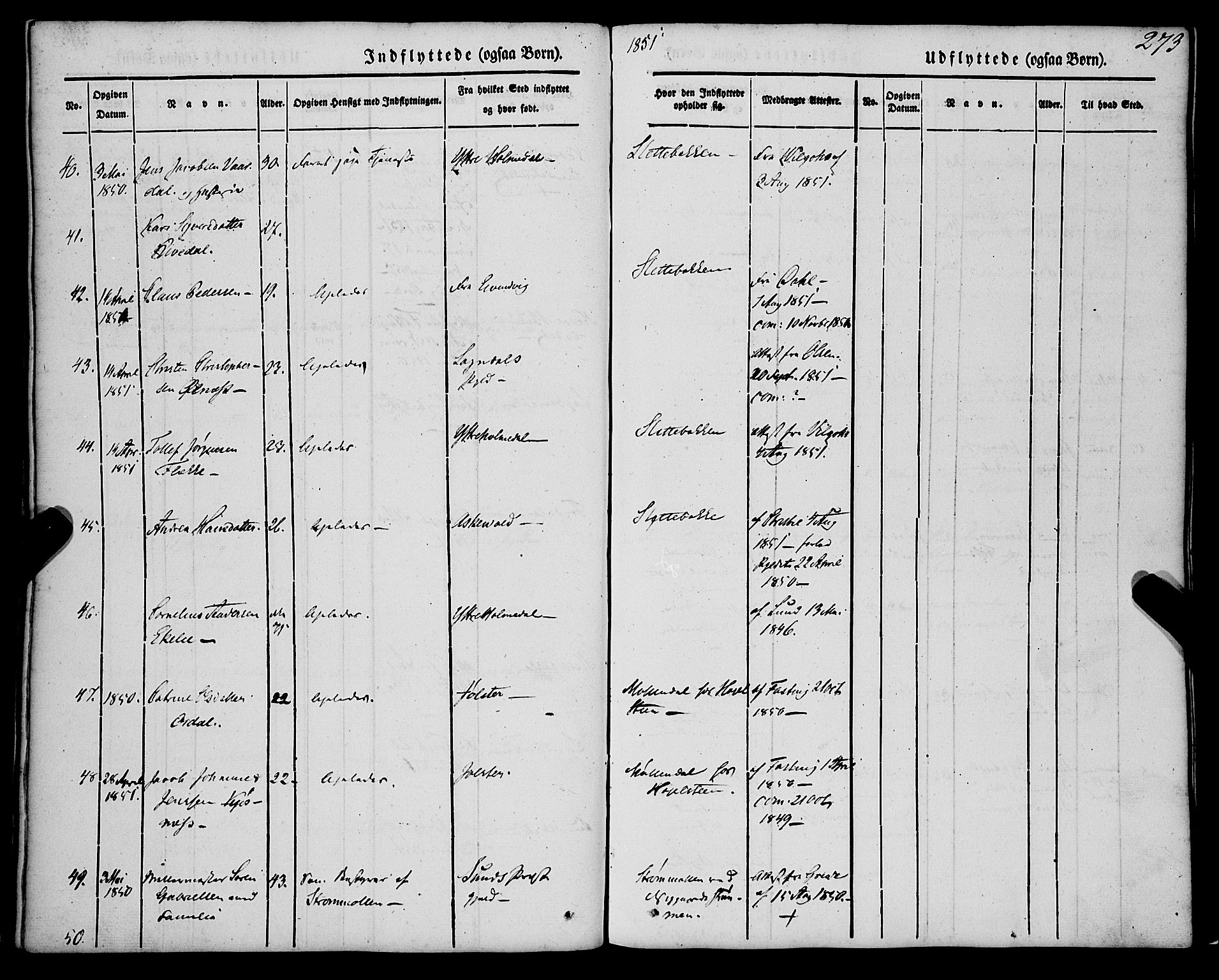 St. Jørgens hospital og Årstad sokneprestembete, AV/SAB-A-99934: Parish register (official) no. A 4, 1844-1863, p. 273