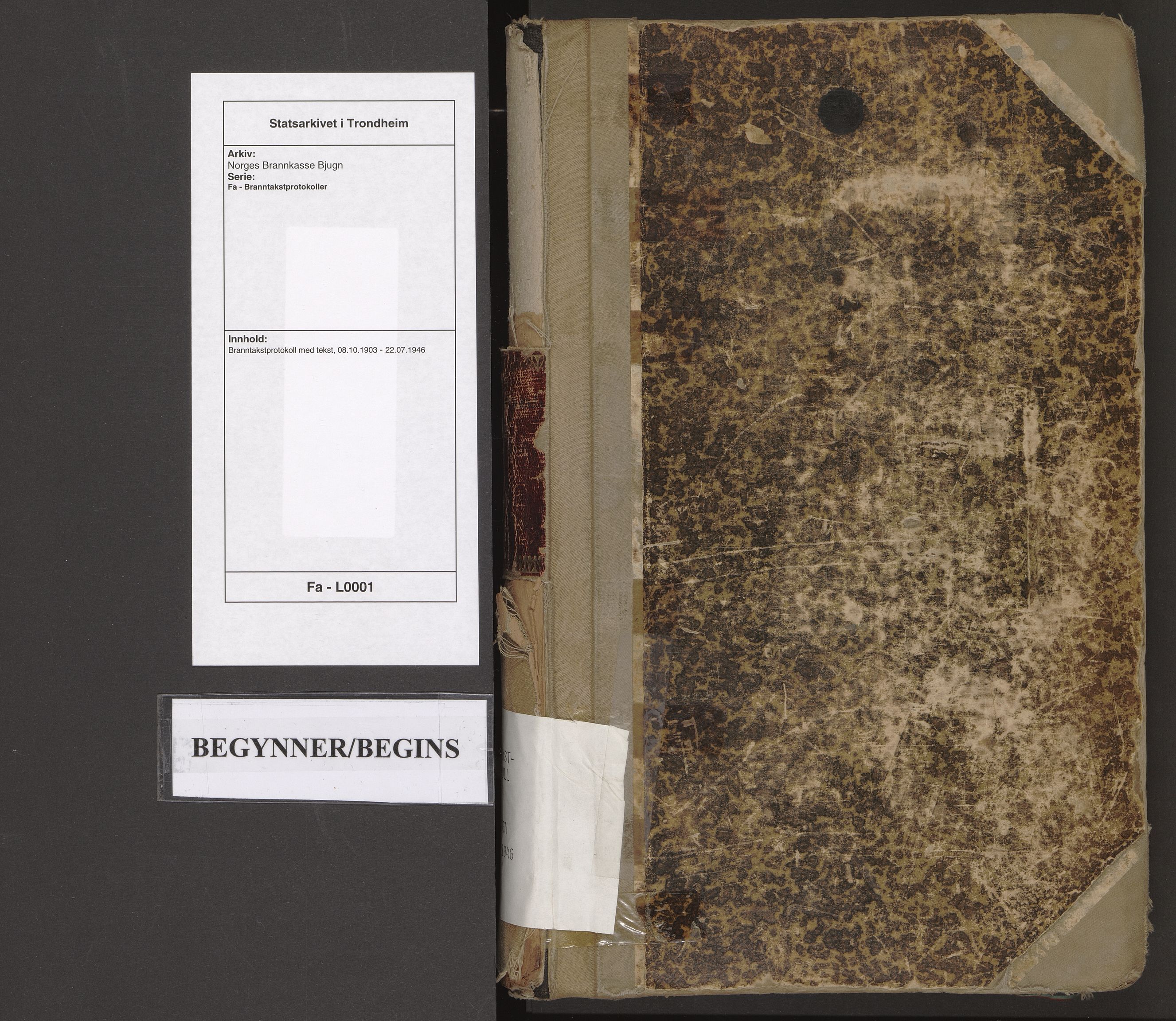 Norges Brannkasse Bjugn, AV/SAT-A-5519/Fa/L0001: Branntakstprotokoll med tekst, 1903-1946