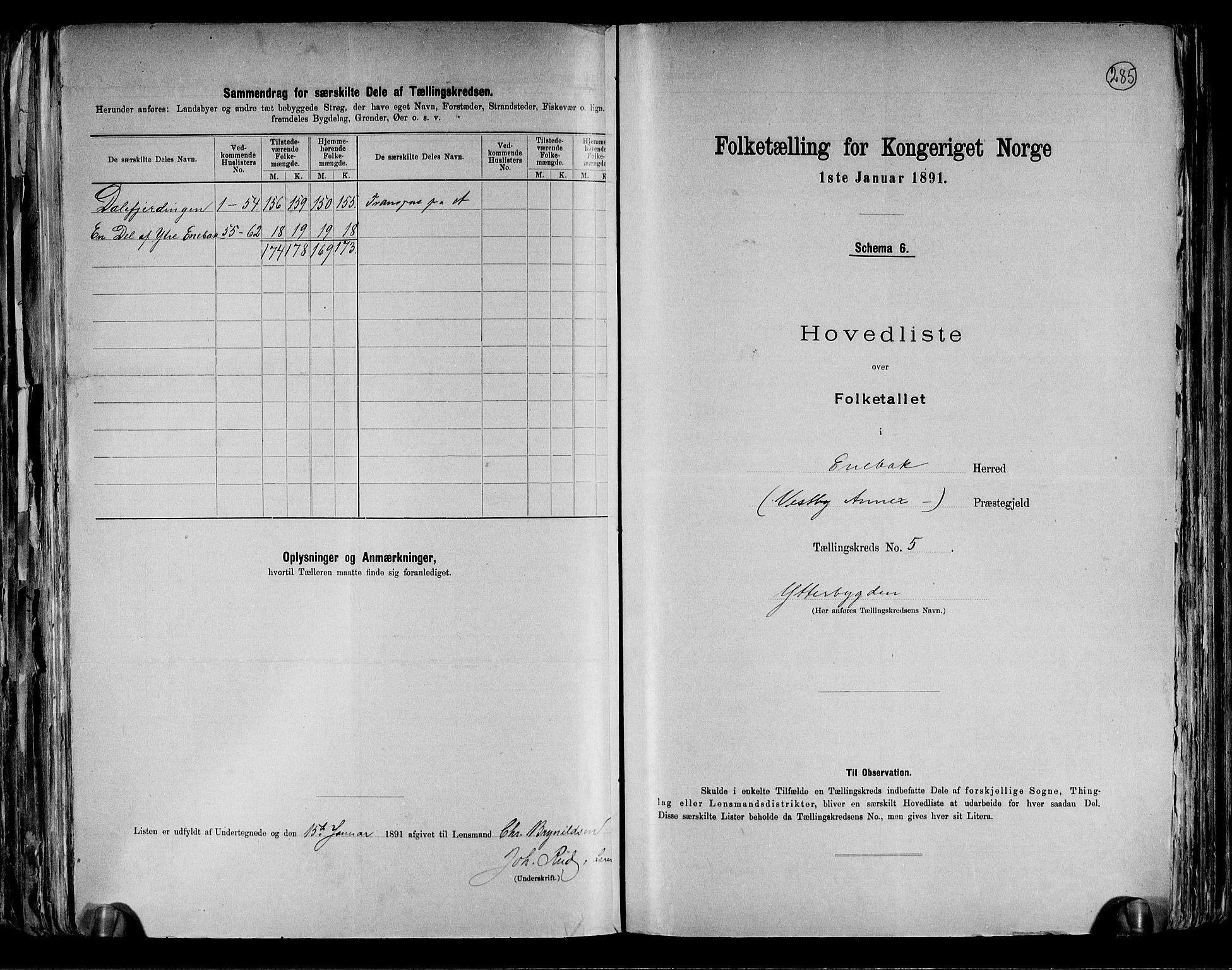 RA, 1891 census for 0229 Enebakk, 1891, p. 18