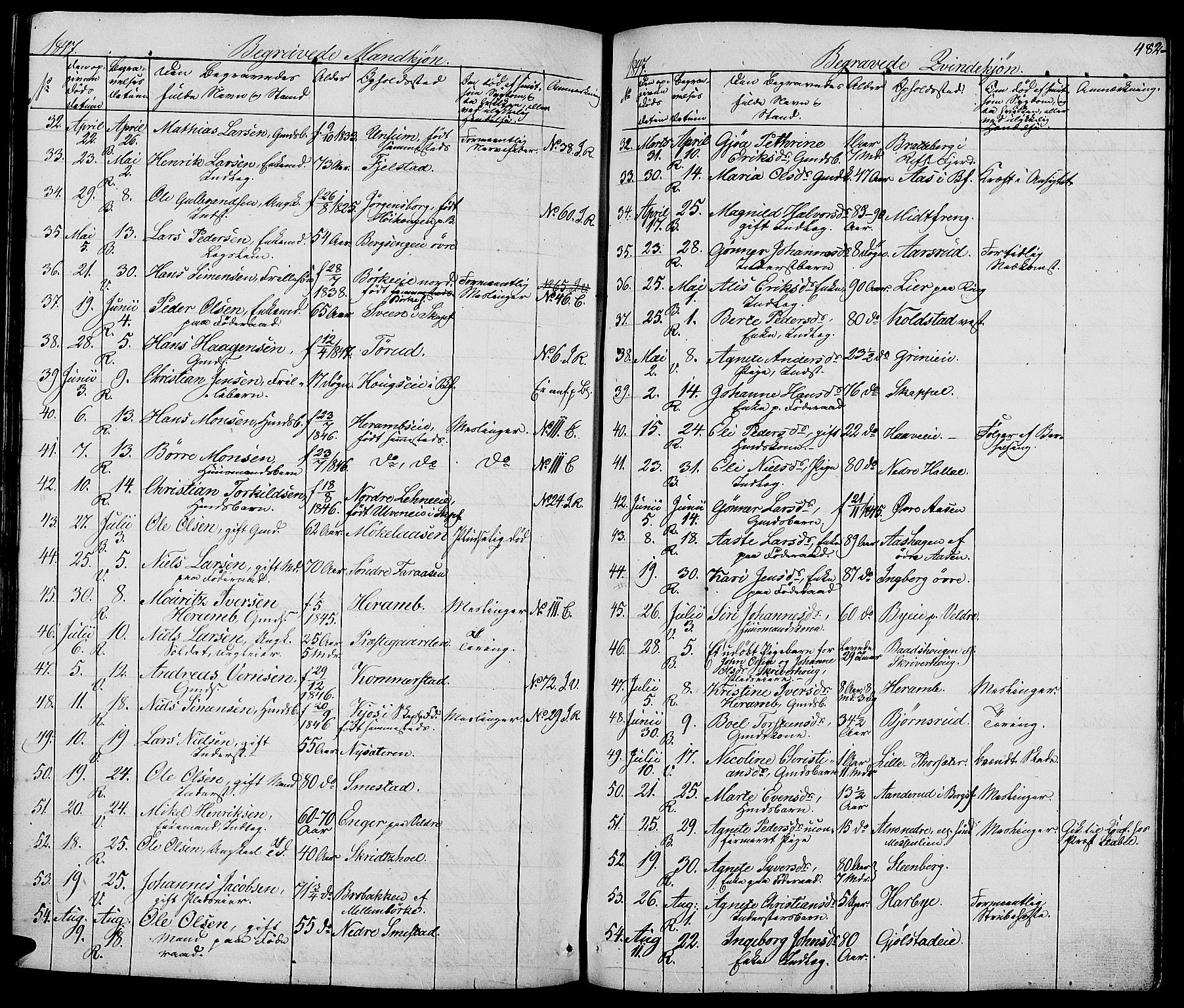 Ringsaker prestekontor, AV/SAH-PREST-014/L/La/L0005: Parish register (copy) no. 5, 1839-1850, p. 482