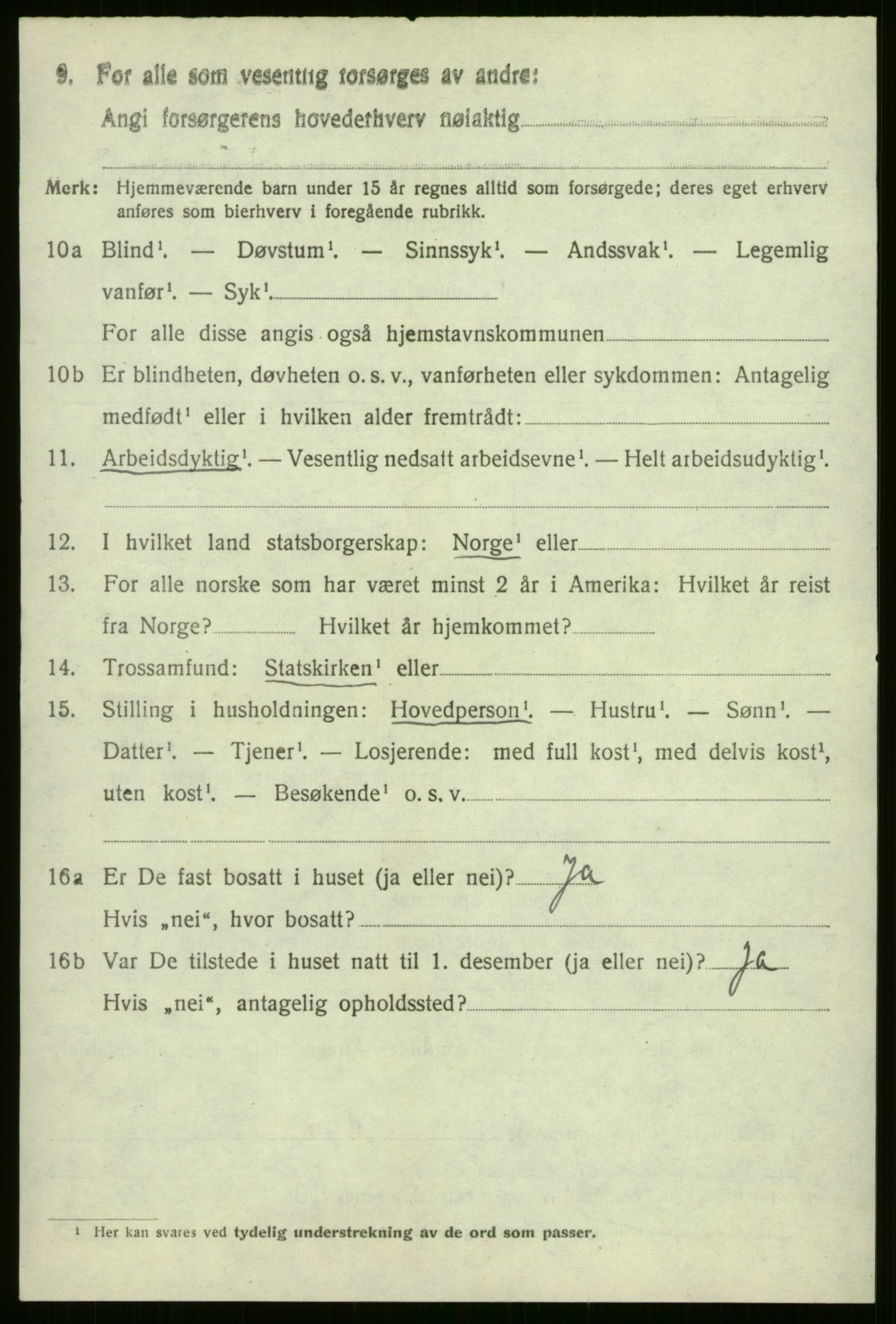 SAB, 1920 census for Evanger, 1920, p. 2320