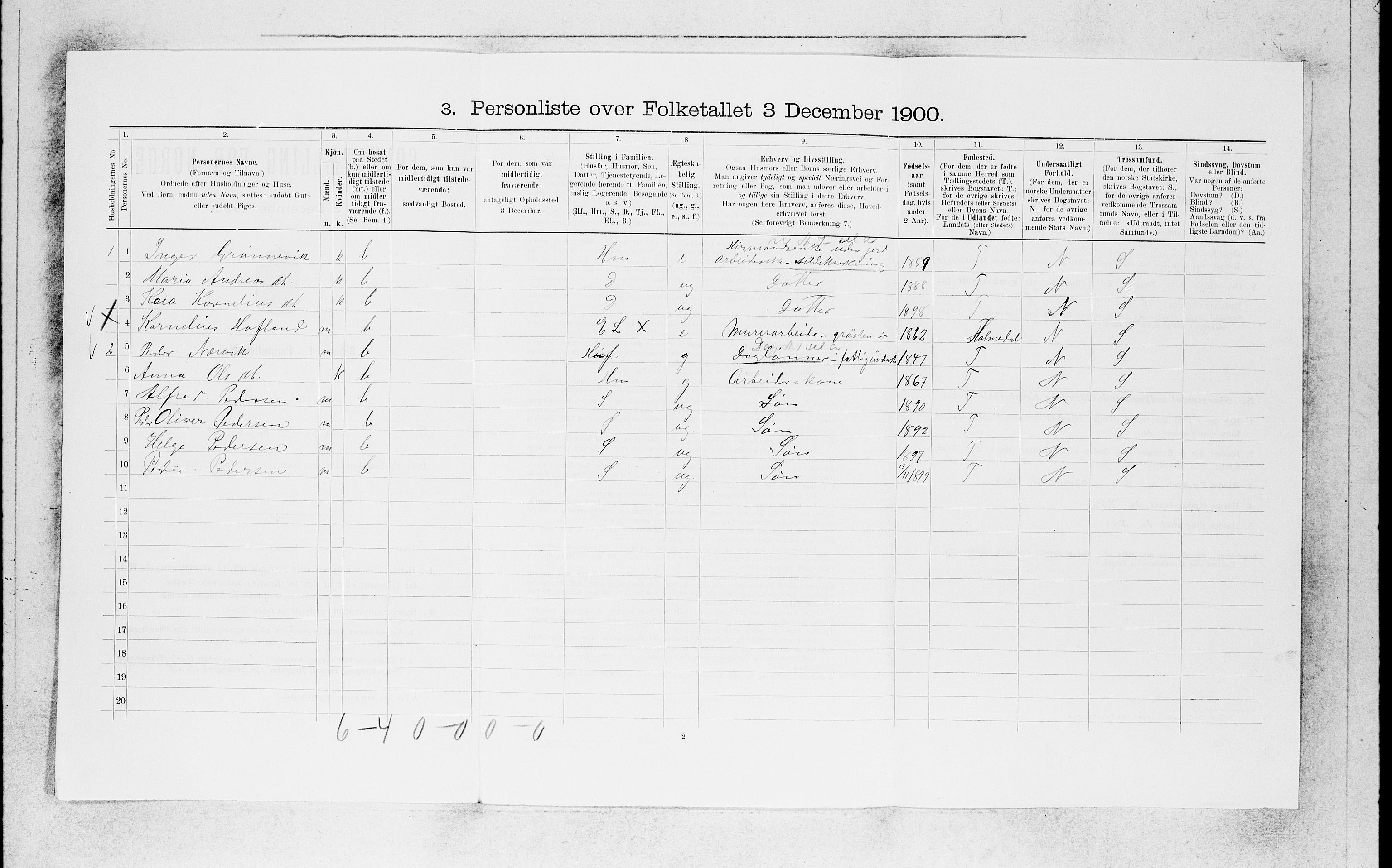 SAB, 1900 census for Kinn, 1900, p. 1434