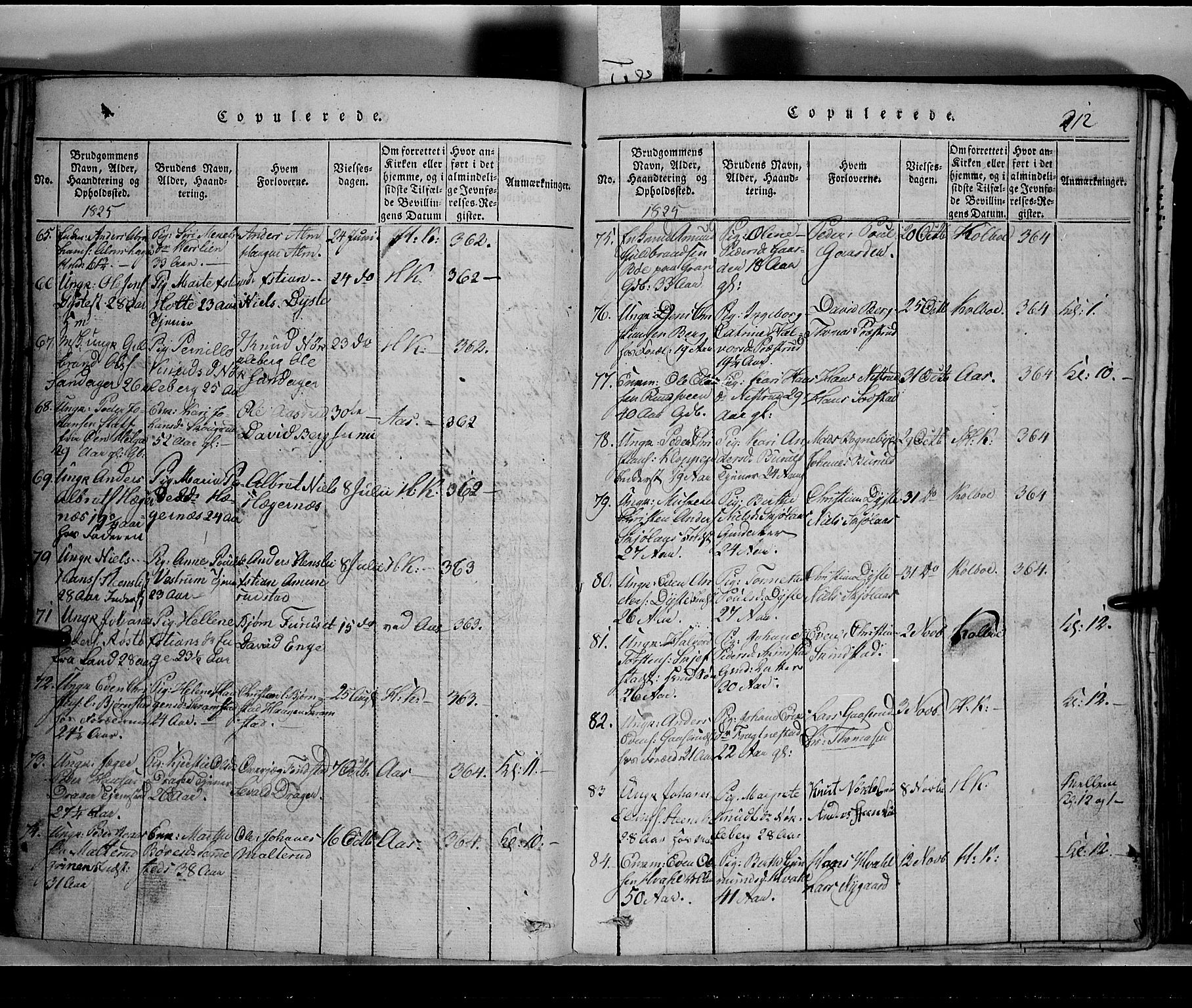 Toten prestekontor, SAH/PREST-102/H/Ha/Hab/L0002: Parish register (copy) no. 2, 1820-1827, p. 212
