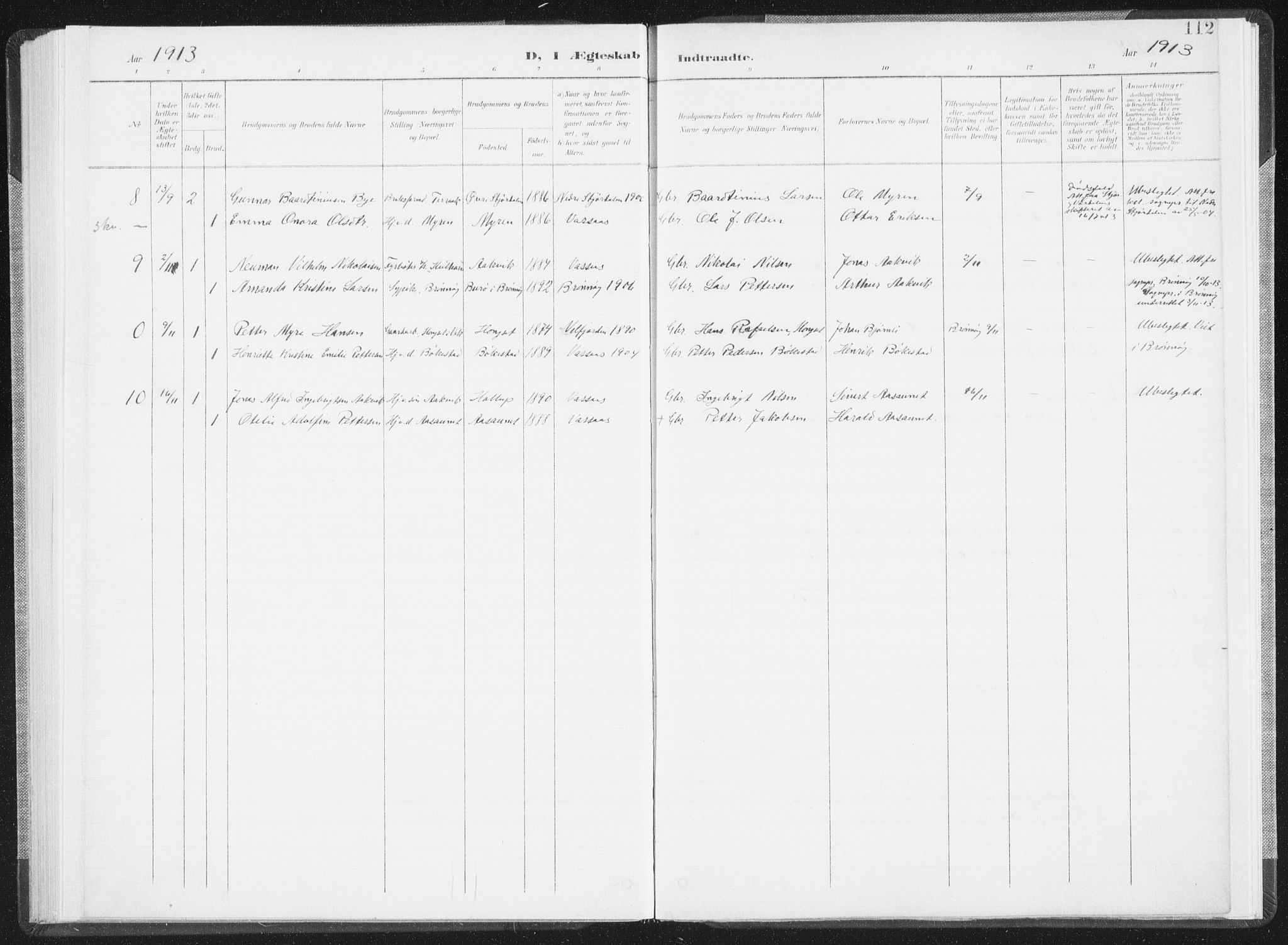 Ministerialprotokoller, klokkerbøker og fødselsregistre - Nordland, AV/SAT-A-1459/810/L0153: Parish register (official) no. 810A12, 1899-1914, p. 112