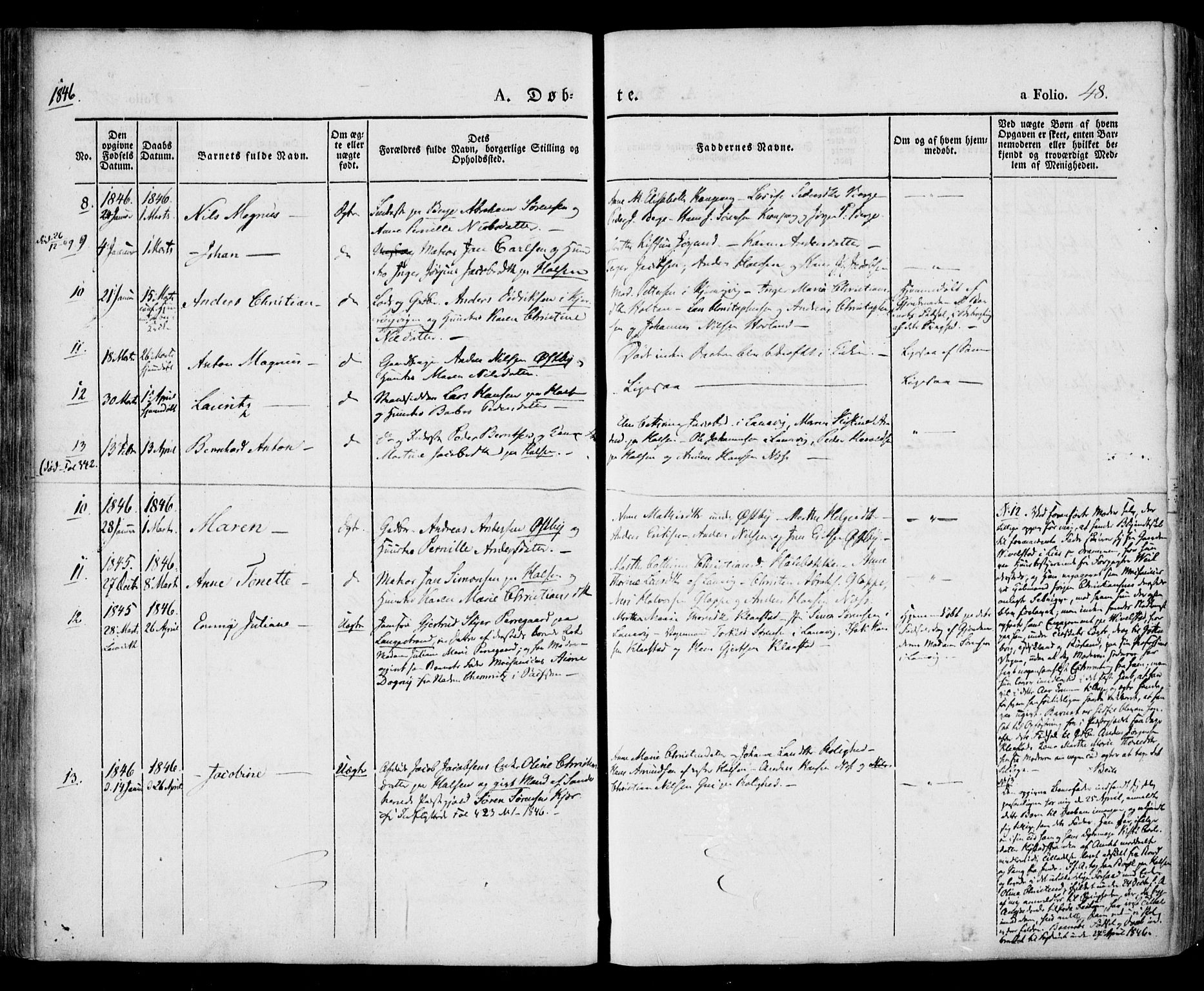 Tjølling kirkebøker, AV/SAKO-A-60/F/Fa/L0006: Parish register (official) no. 6, 1835-1859, p. 48