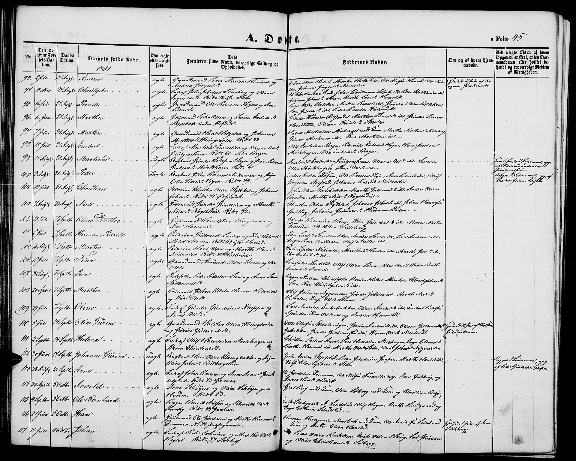 Elverum prestekontor, AV/SAH-PREST-044/H/Ha/Hab/L0002: Parish register (copy) no. 2, 1845-1855, p. 45