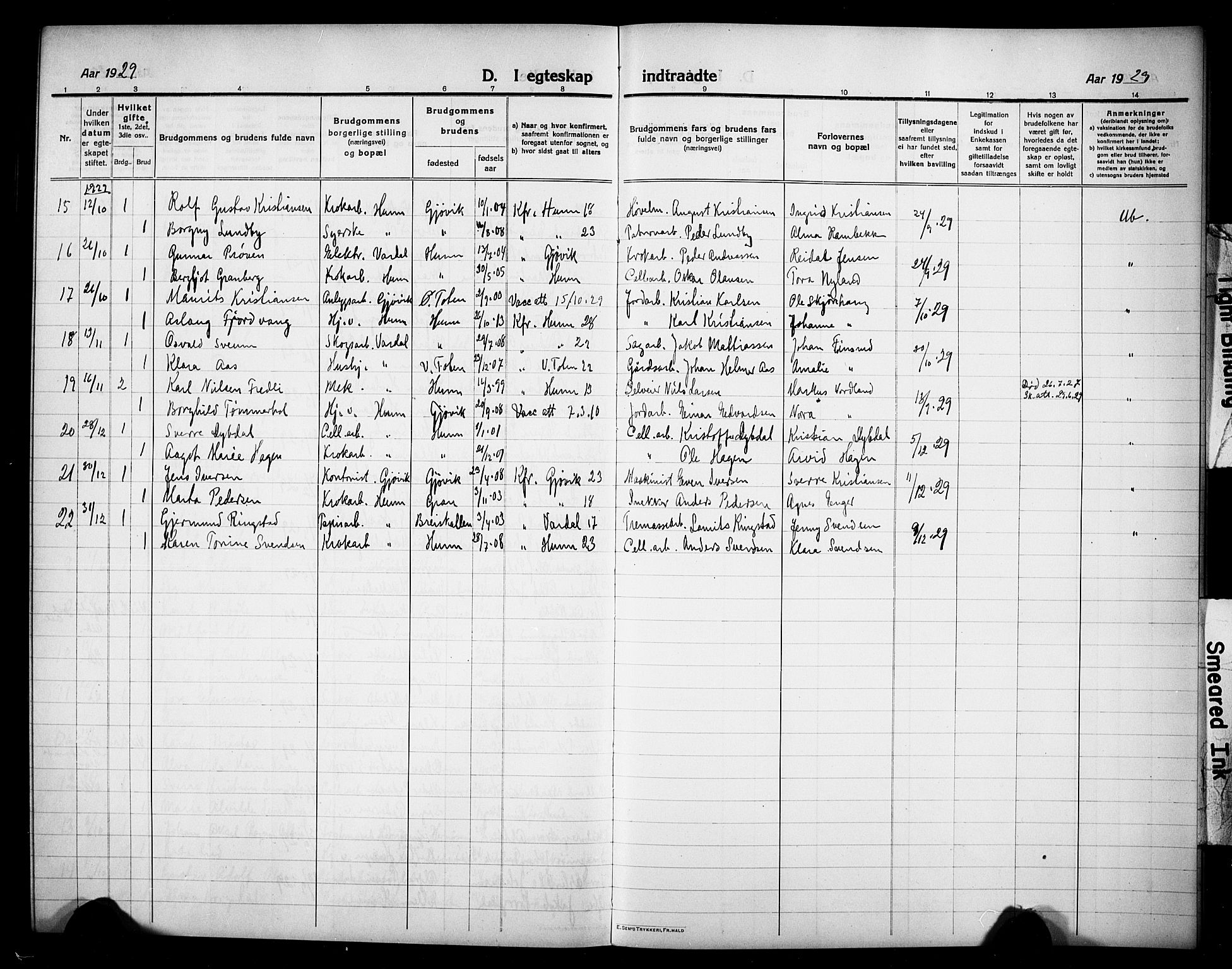 Vardal prestekontor, SAH/PREST-100/H/Ha/Hab/L0016: Parish register (copy) no. 16, 1915-1929