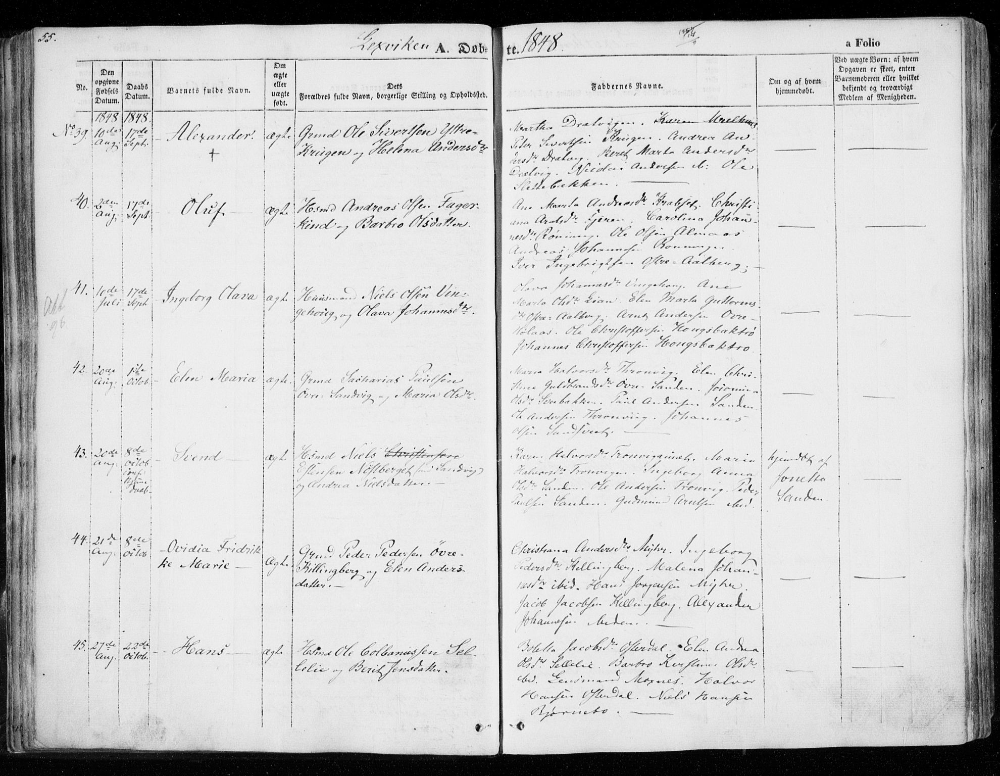 Ministerialprotokoller, klokkerbøker og fødselsregistre - Nord-Trøndelag, SAT/A-1458/701/L0007: Parish register (official) no. 701A07 /1, 1842-1854, p. 55