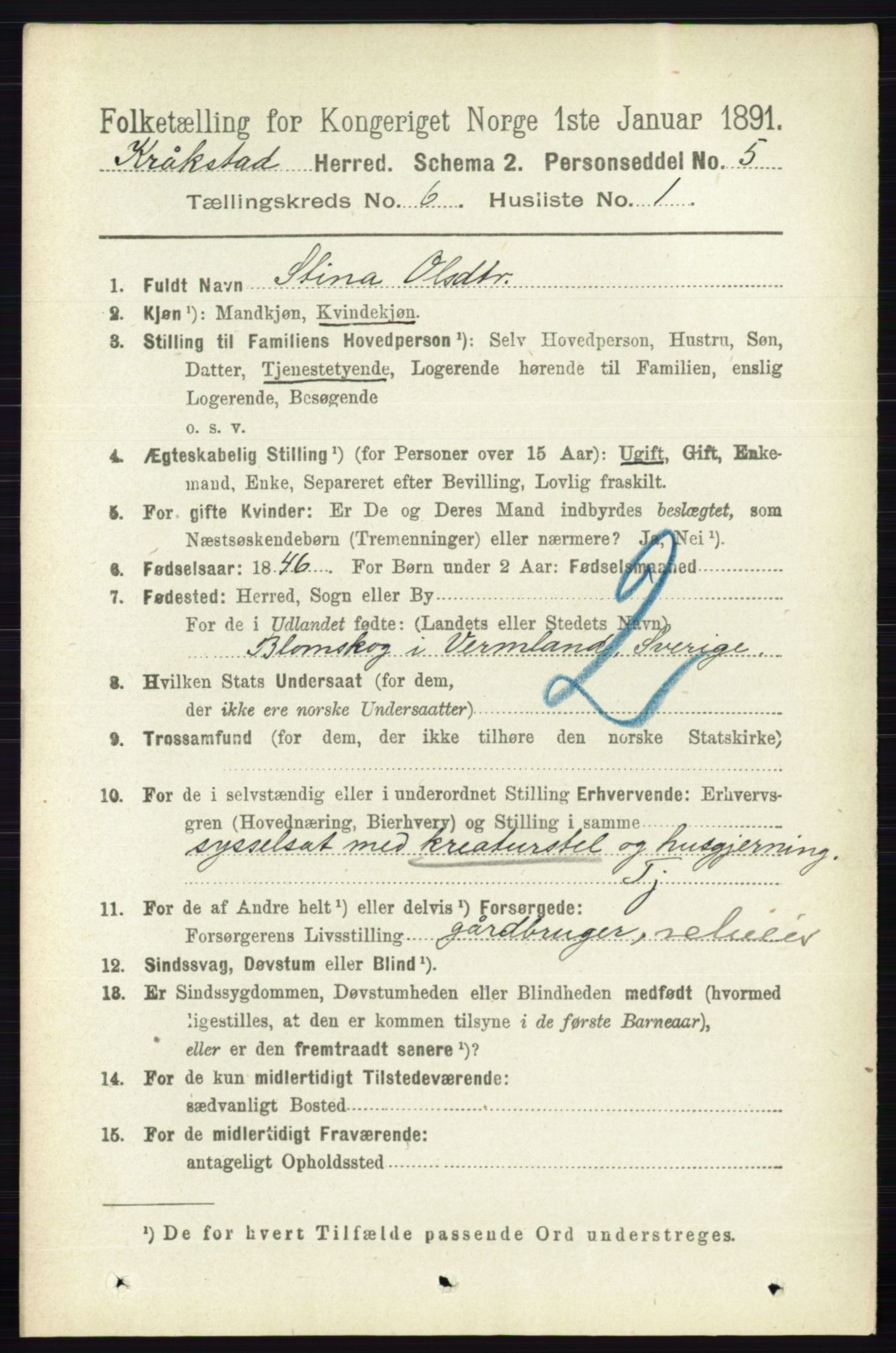 RA, 1891 census for 0212 Kråkstad, 1891, p. 3001