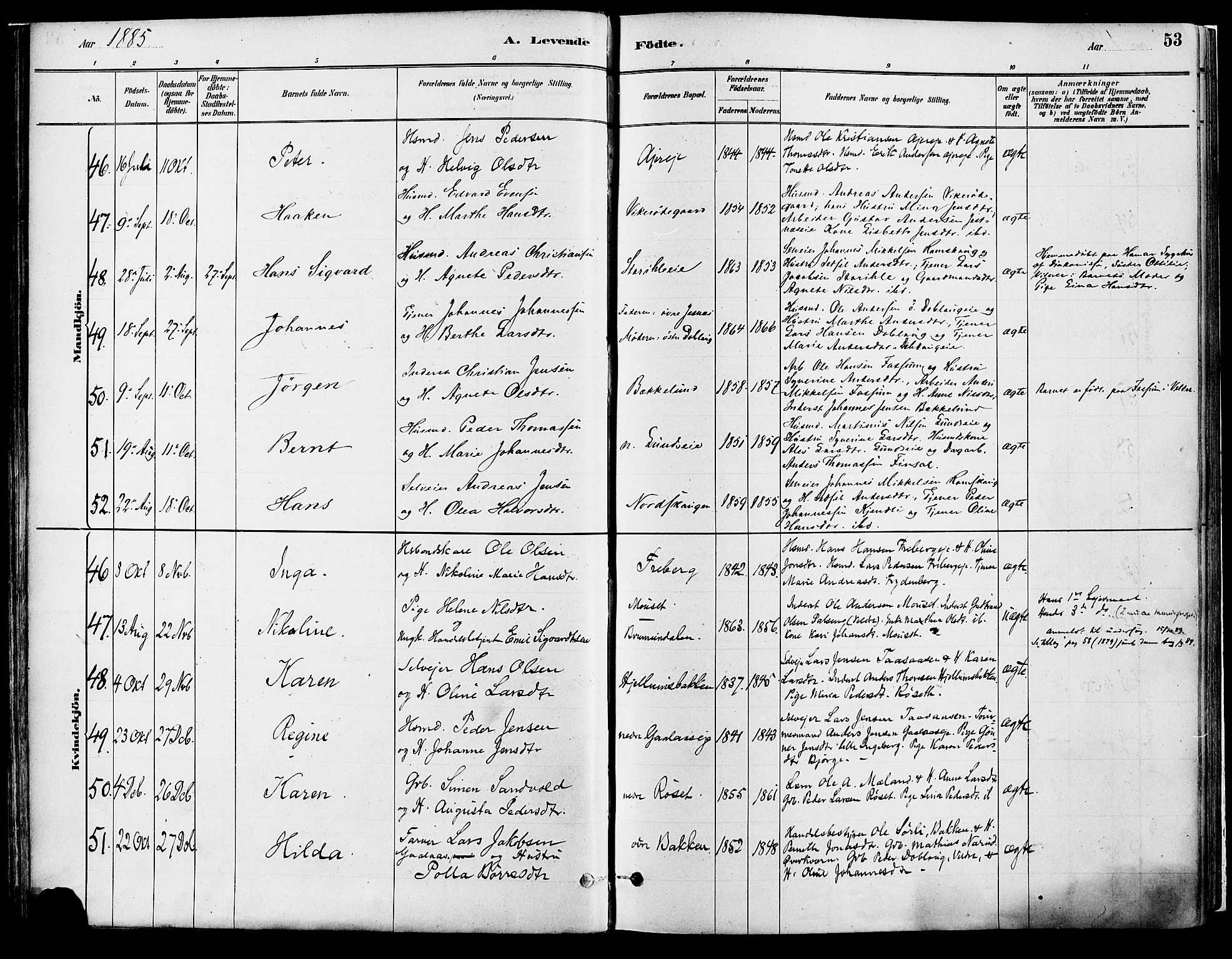 Vang prestekontor, Hedmark, SAH/PREST-008/H/Ha/Haa/L0018A: Parish register (official) no. 18A, 1880-1906, p. 53