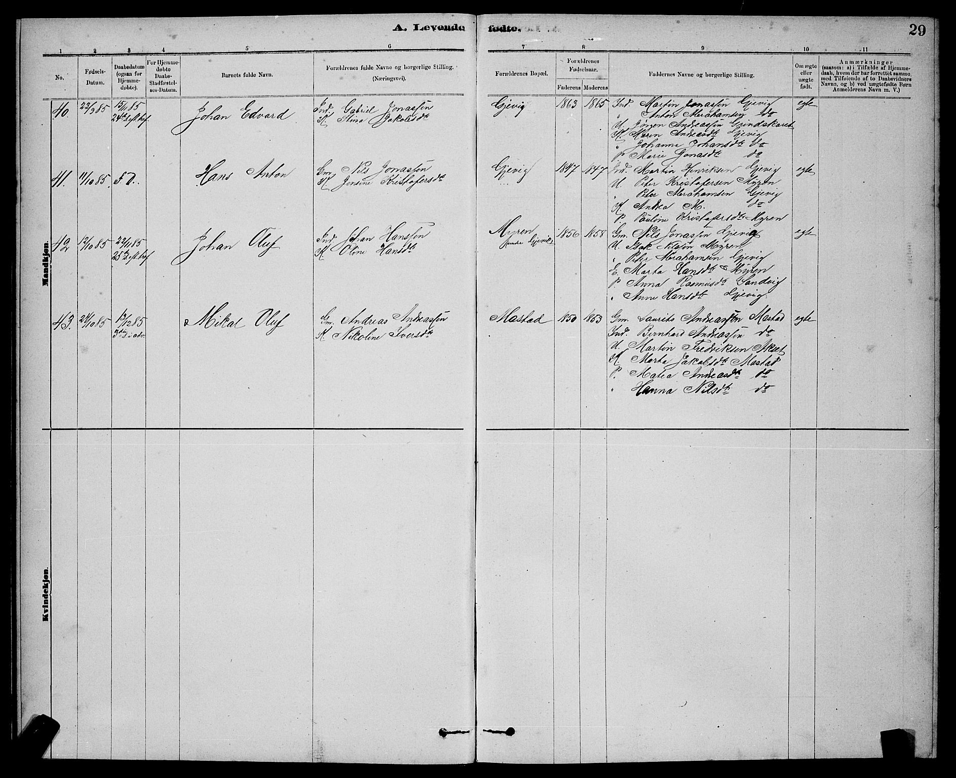 Ministerialprotokoller, klokkerbøker og fødselsregistre - Sør-Trøndelag, SAT/A-1456/637/L0562: Parish register (copy) no. 637C03, 1883-1898, p. 29