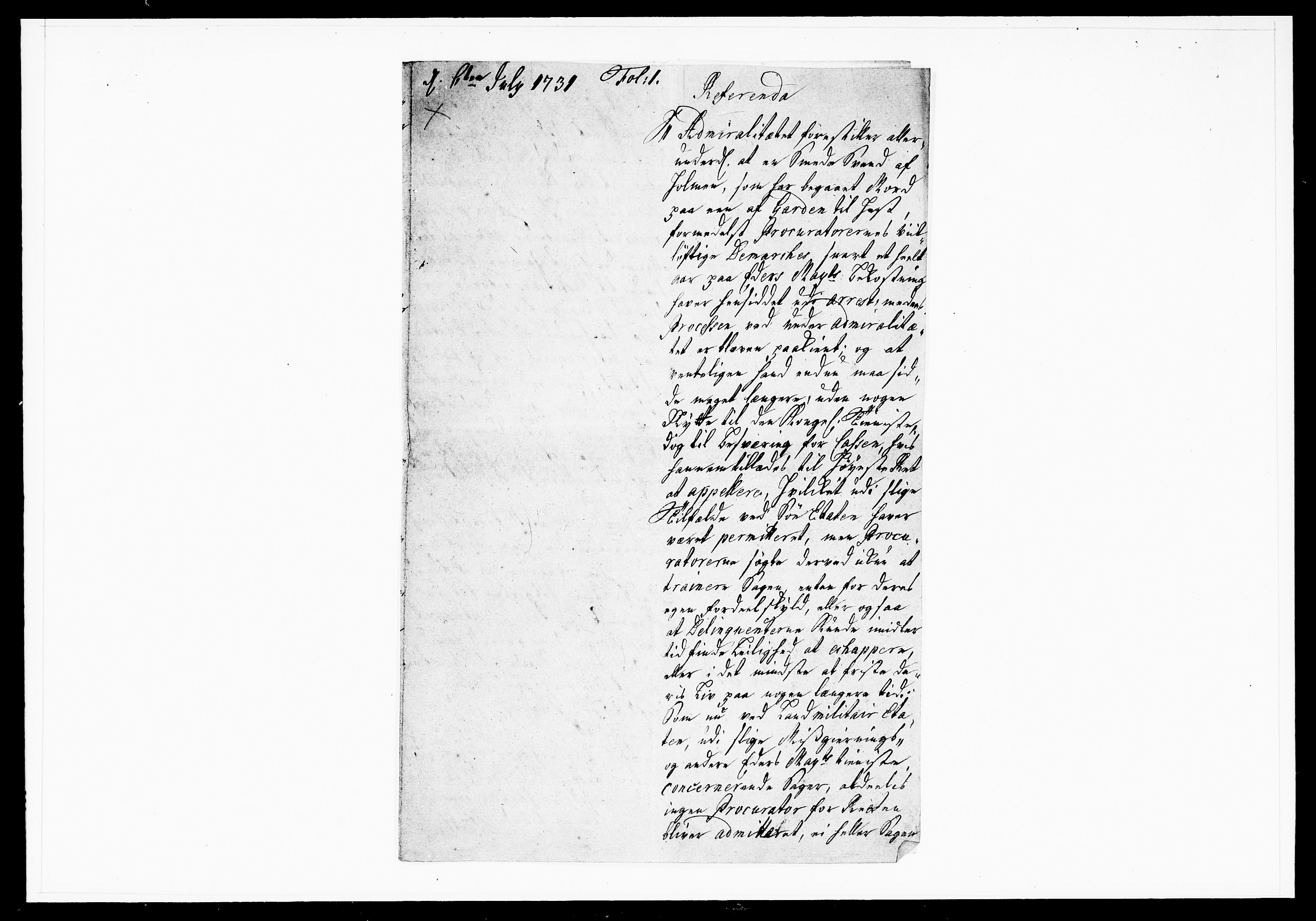 Krigskollegiet, Krigskancelliet, DRA/A-0006/-/1099-1102: Refererede sager, 1731, p. 221