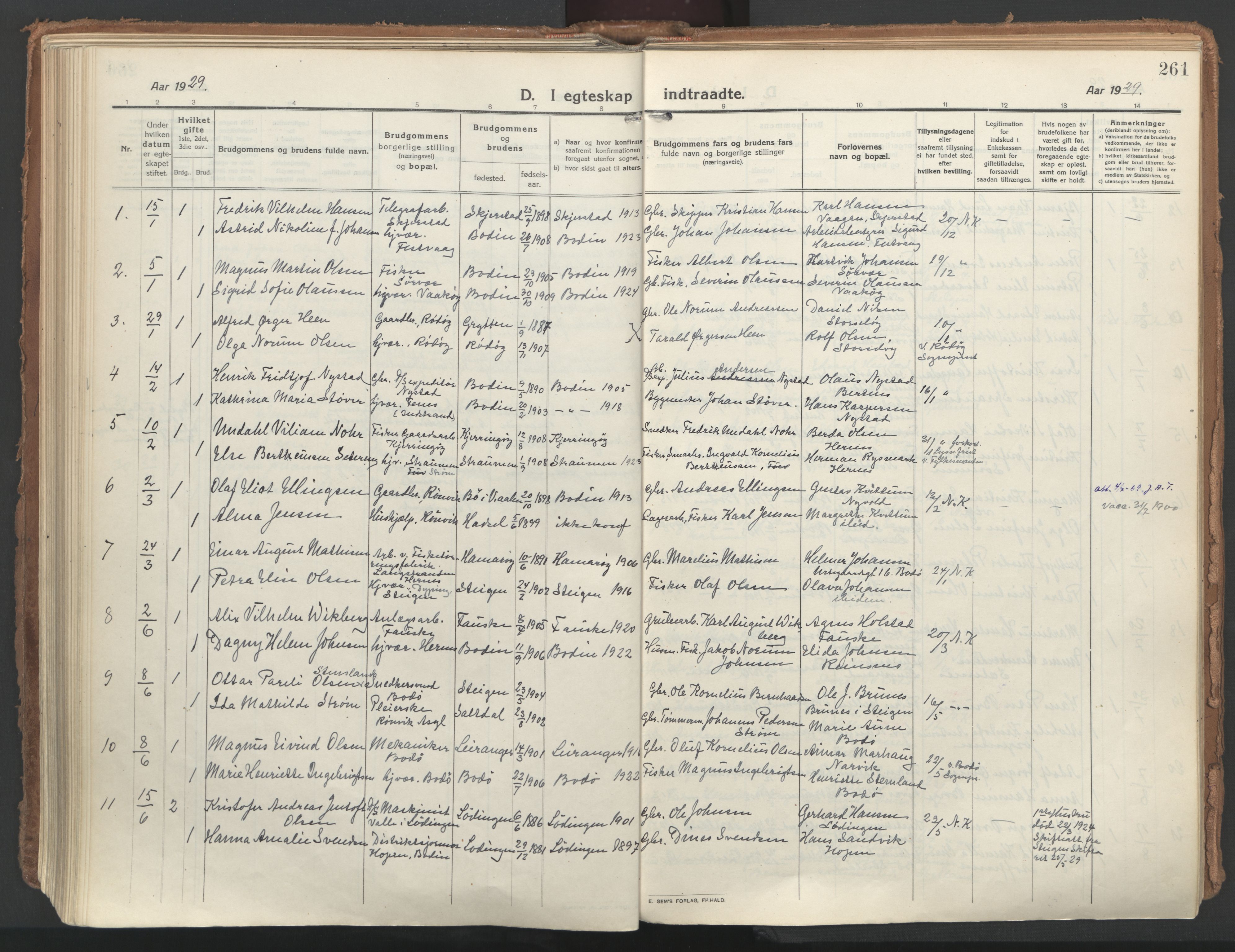 Ministerialprotokoller, klokkerbøker og fødselsregistre - Nordland, SAT/A-1459/802/L0060: Parish register (official) no. 802A07, 1916-1933, p. 261