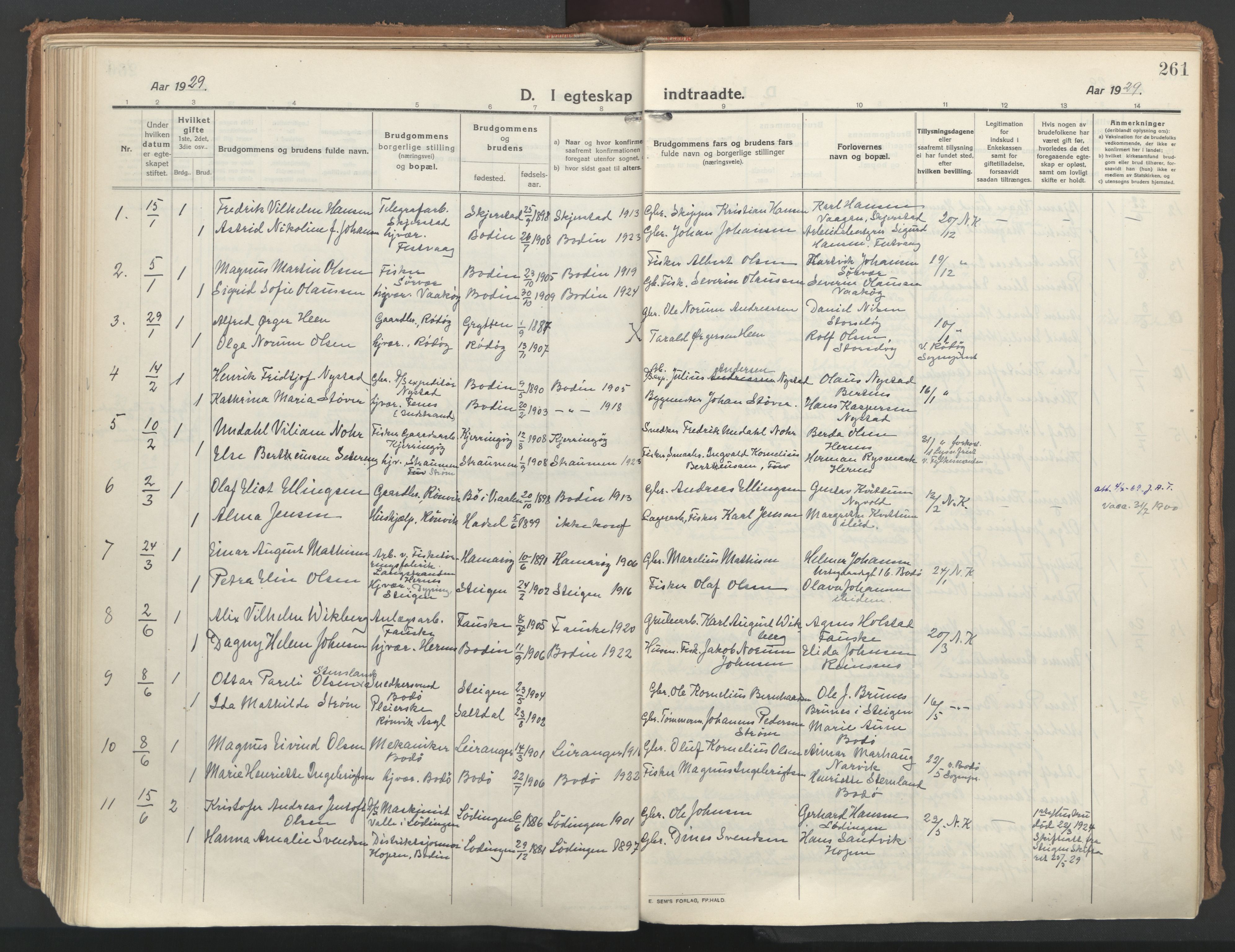 Ministerialprotokoller, klokkerbøker og fødselsregistre - Nordland, AV/SAT-A-1459/802/L0060: Parish register (official) no. 802A07, 1916-1933, p. 261