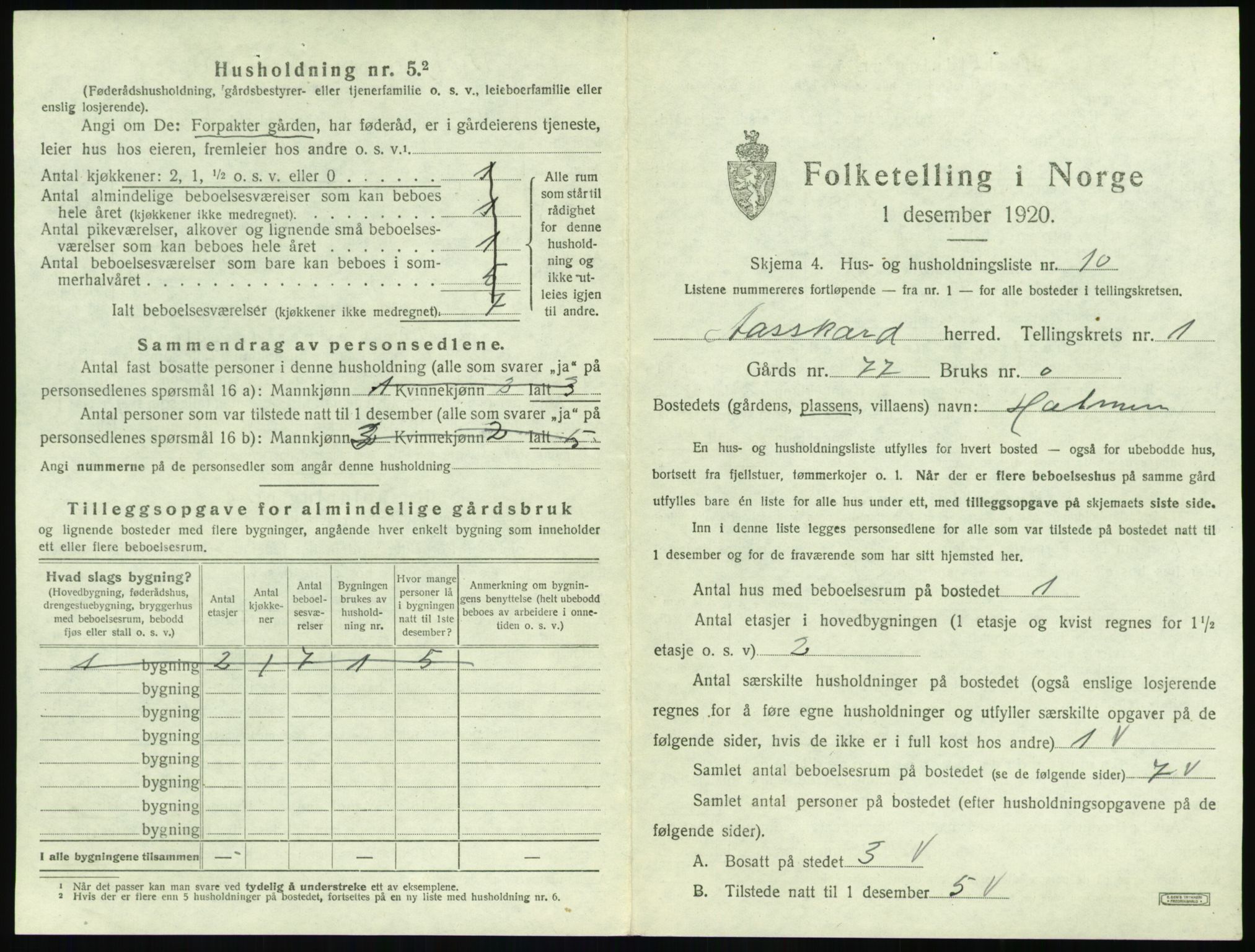 SAT, 1920 census for Åsskard, 1920, p. 39