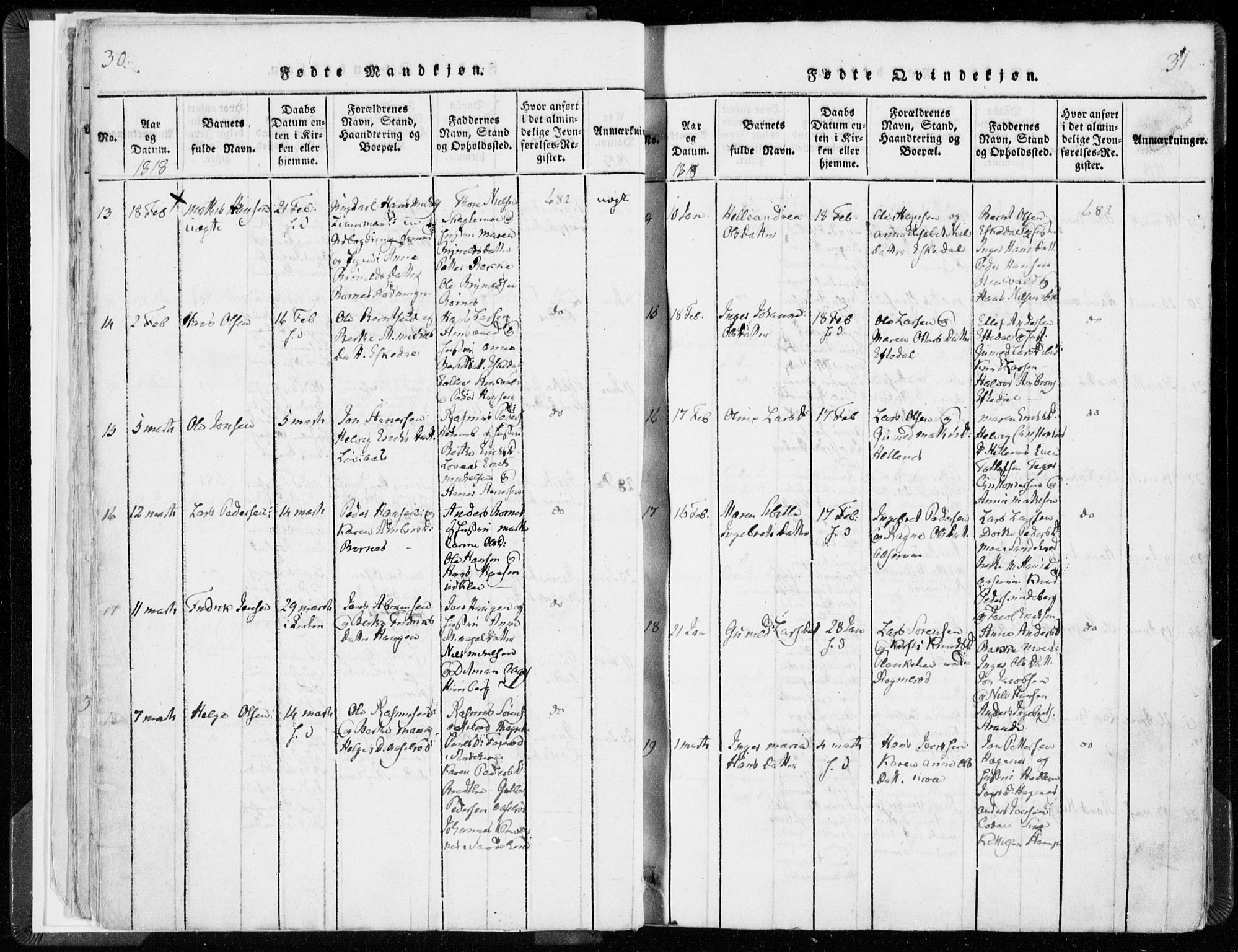 Hedrum kirkebøker, AV/SAKO-A-344/F/Fa/L0004: Parish register (official) no. I 4, 1817-1835, p. 30-31