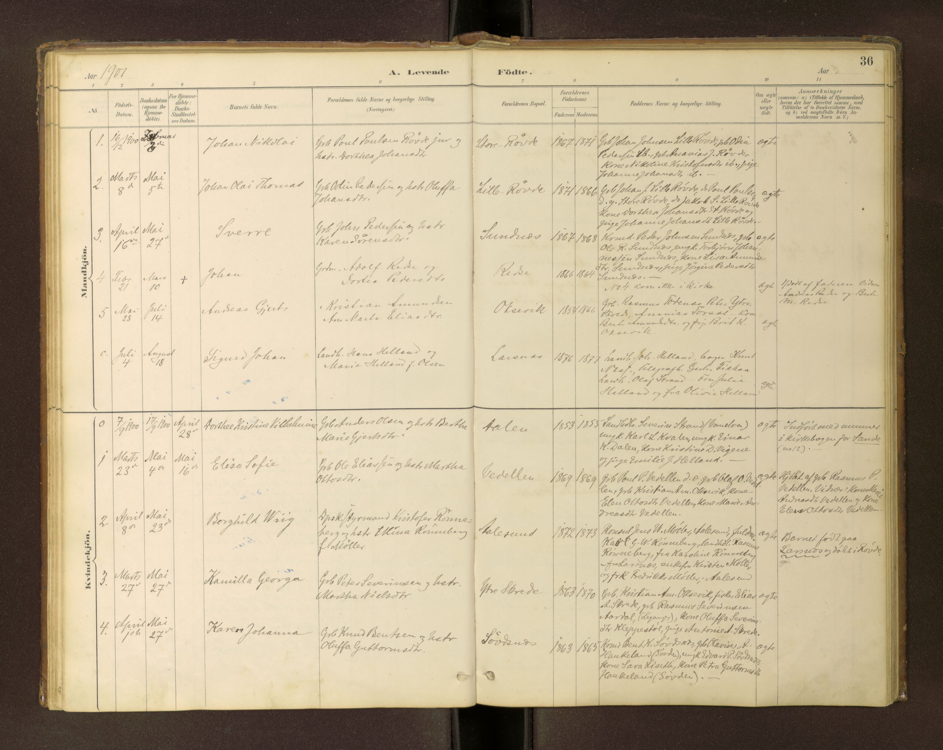 Ministerialprotokoller, klokkerbøker og fødselsregistre - Møre og Romsdal, SAT/A-1454/504/L0060: Parish register (copy) no. 504C02, 1884-1903, p. 36
