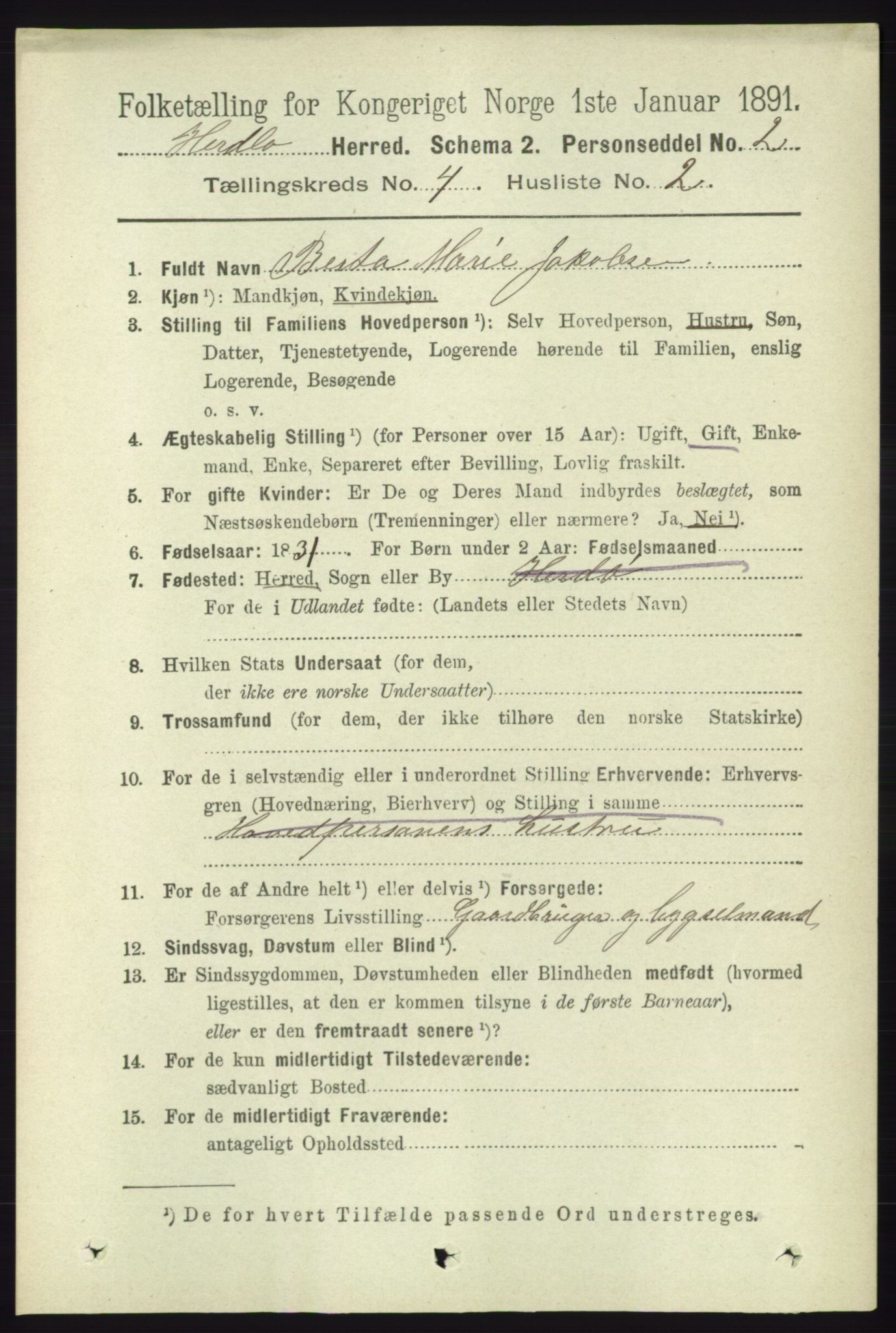 RA, 1891 census for 1258 Herdla, 1891, p. 1549