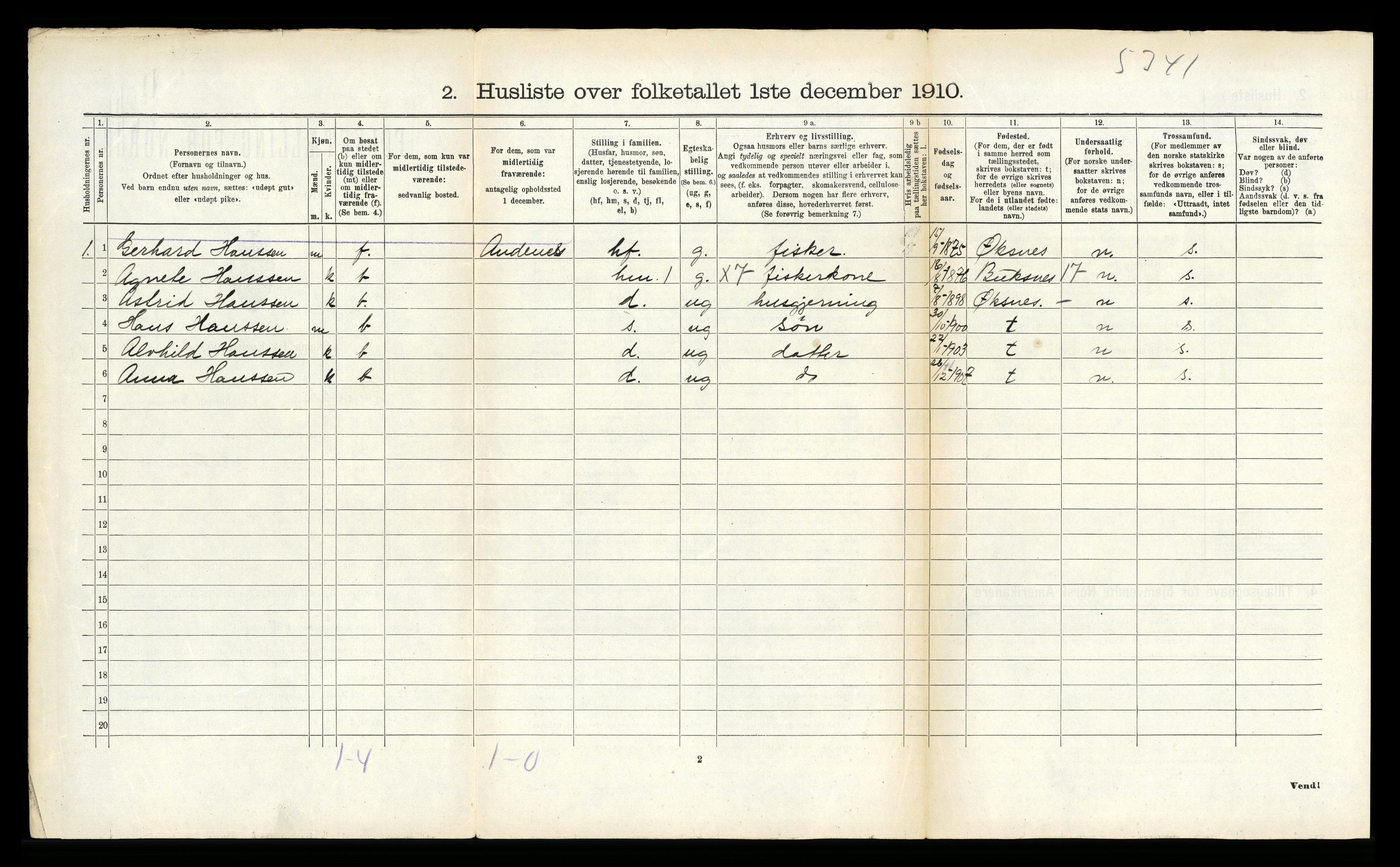 RA, 1910 census for Dverberg, 1910, p. 1353