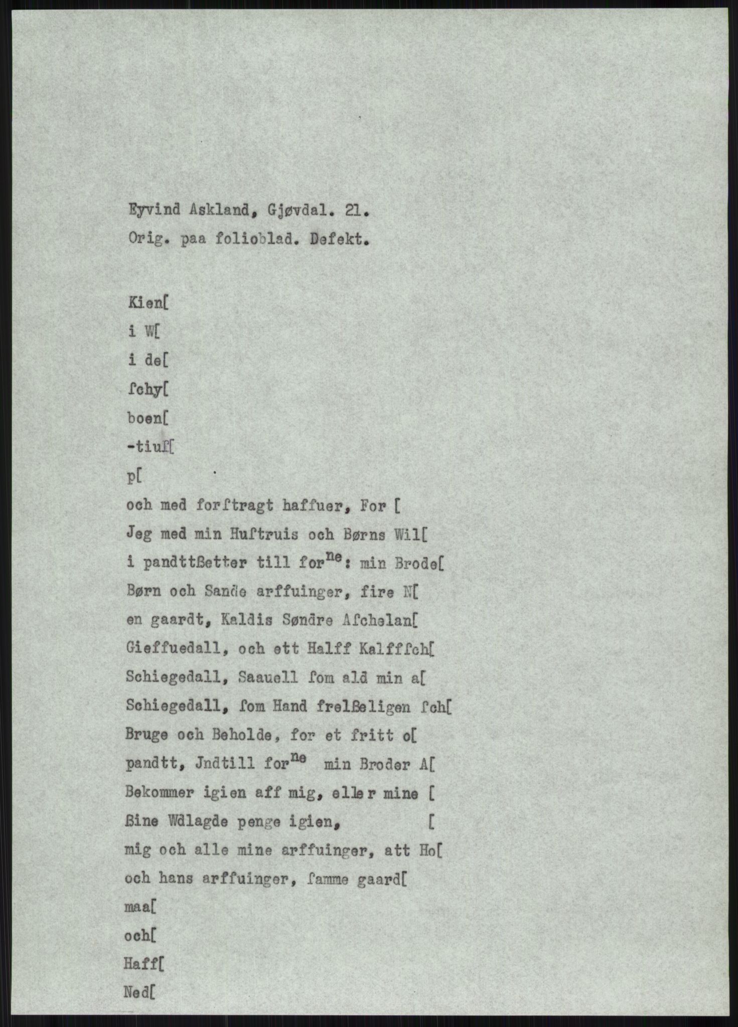 Samlinger til kildeutgivelse, Diplomavskriftsamlingen, AV/RA-EA-4053/H/Ha, p. 274