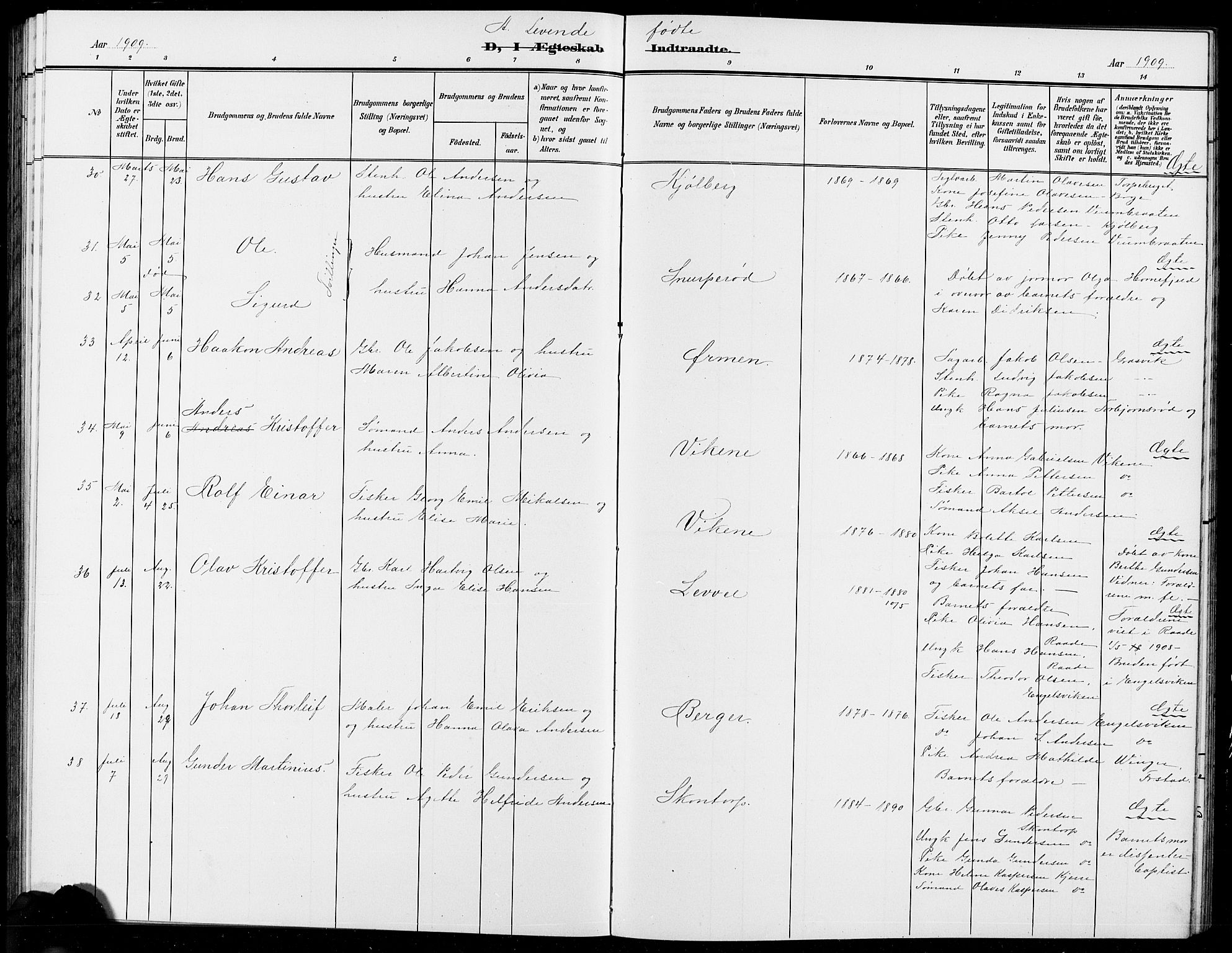 Onsøy prestekontor Kirkebøker, AV/SAO-A-10914/G/Ga/L0002: Parish register (copy) no. I 2, 1903-1909