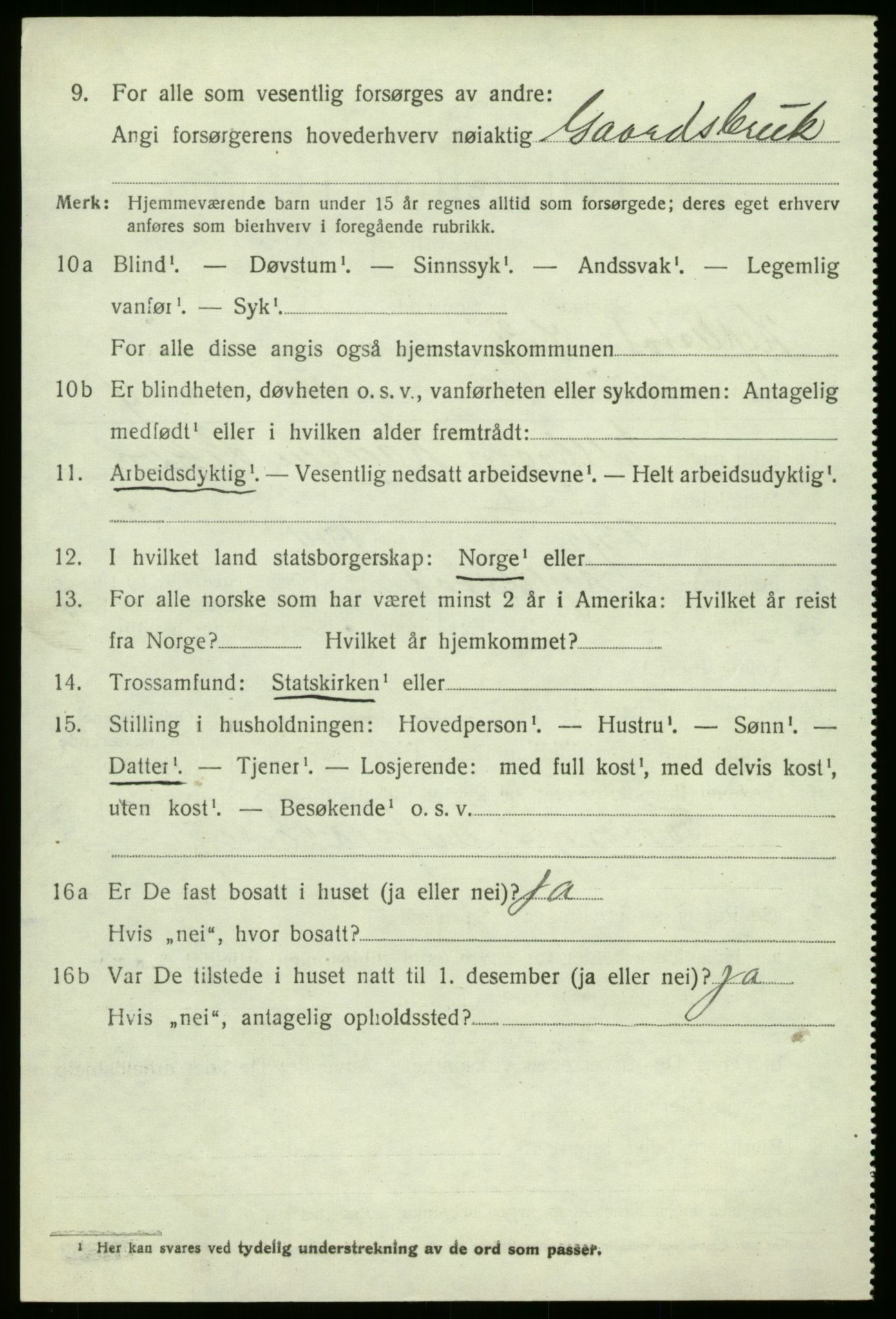 SAB, 1920 census for Hyllestad, 1920, p. 2953