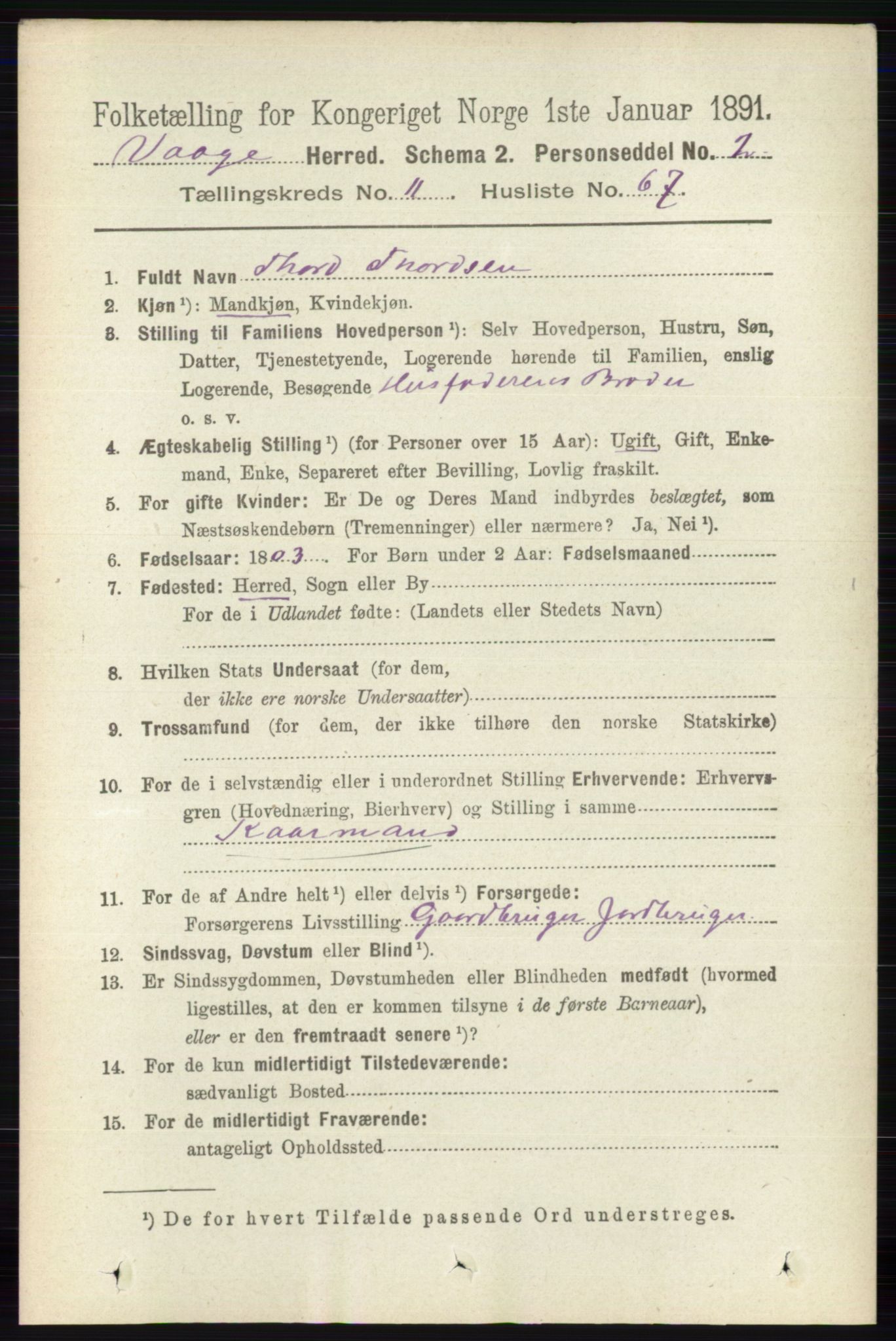 RA, 1891 census for 0515 Vågå, 1891, p. 7208