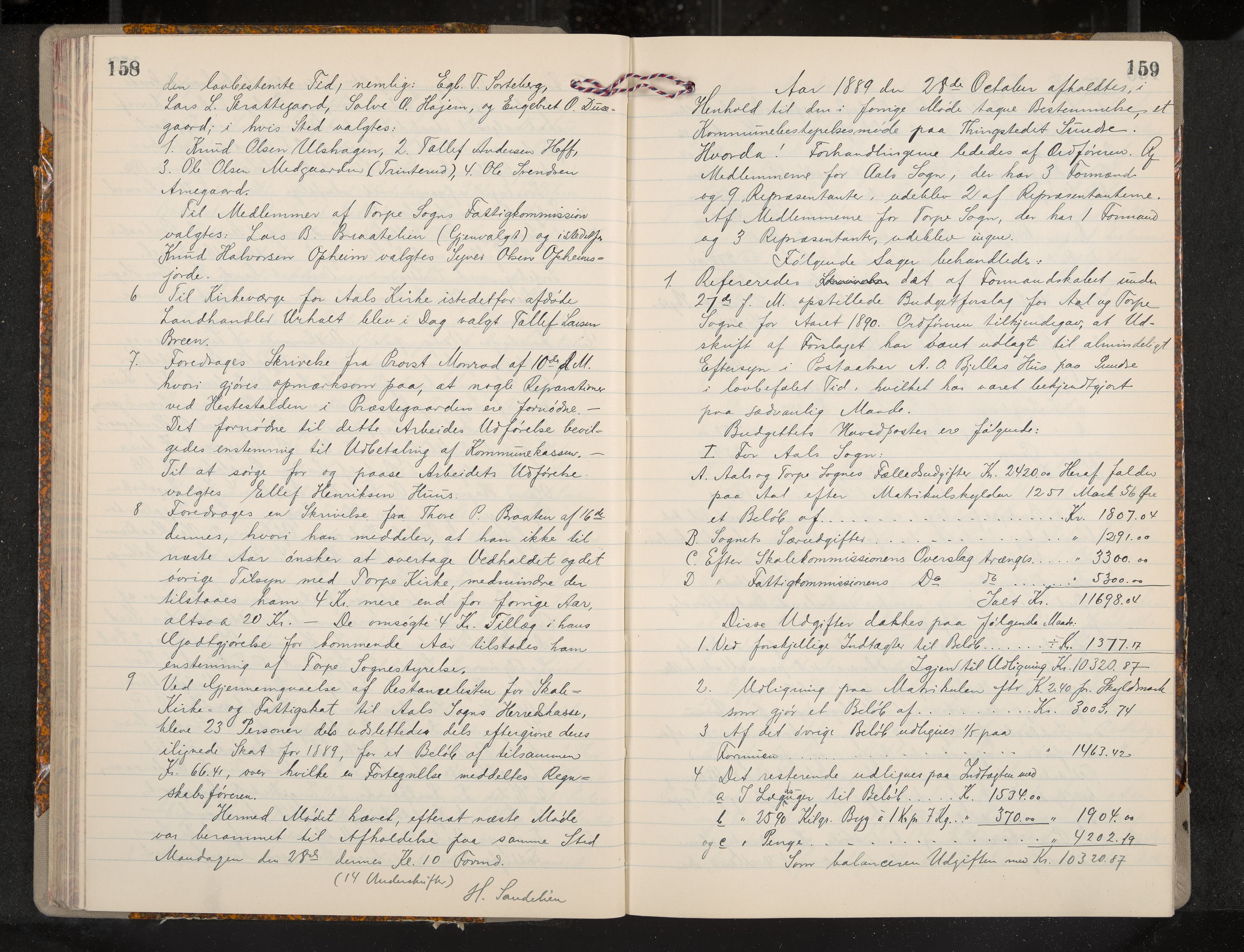 Ål formannskap og sentraladministrasjon, IKAK/0619021/A/Aa/L0004: Utskrift av møtebok, 1881-1901, p. 158-159