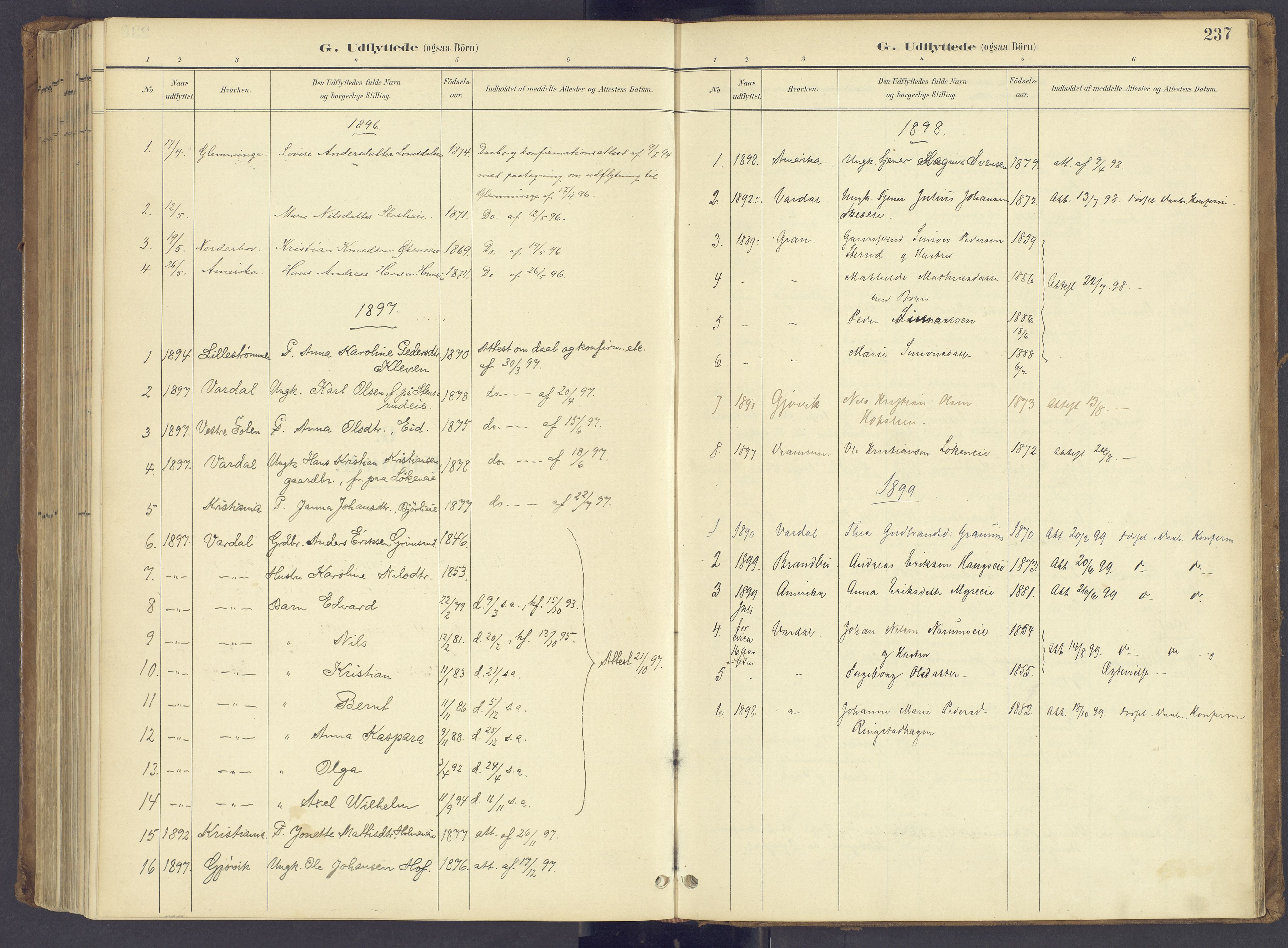 Søndre Land prestekontor, AV/SAH-PREST-122/K/L0006: Parish register (official) no. 6, 1895-1904, p. 237