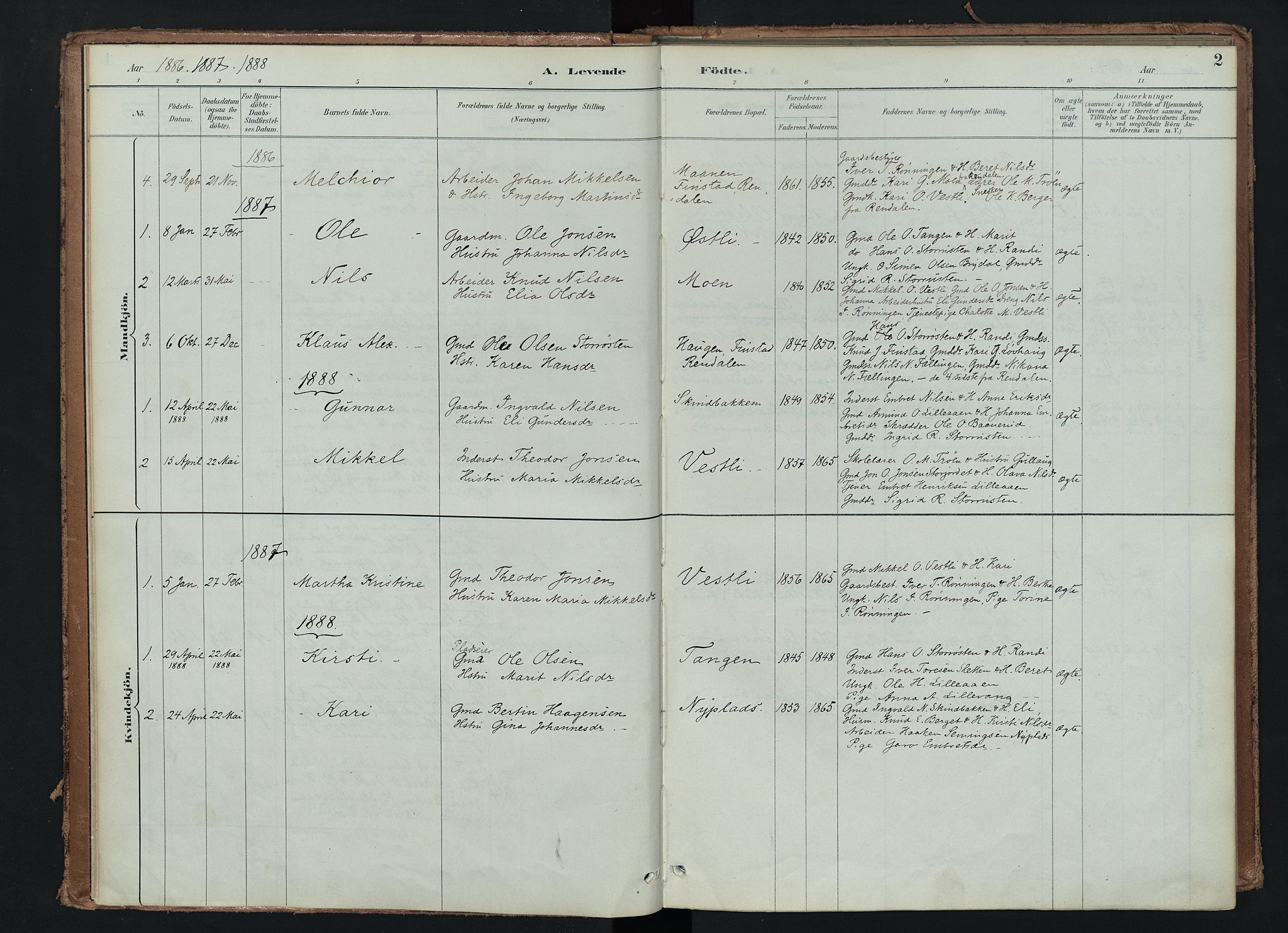 Tynset prestekontor, SAH/PREST-058/H/Ha/Haa/L0024: Parish register (official) no. 24, 1885-1916, p. 2