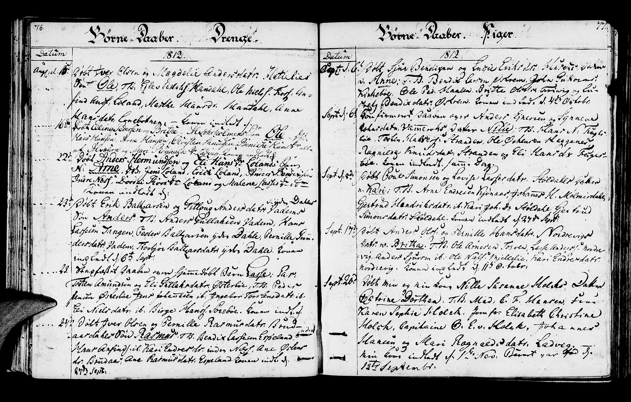 Lavik sokneprestembete, SAB/A-80901: Parish register (official) no. A 1, 1809-1822, p. 76-77