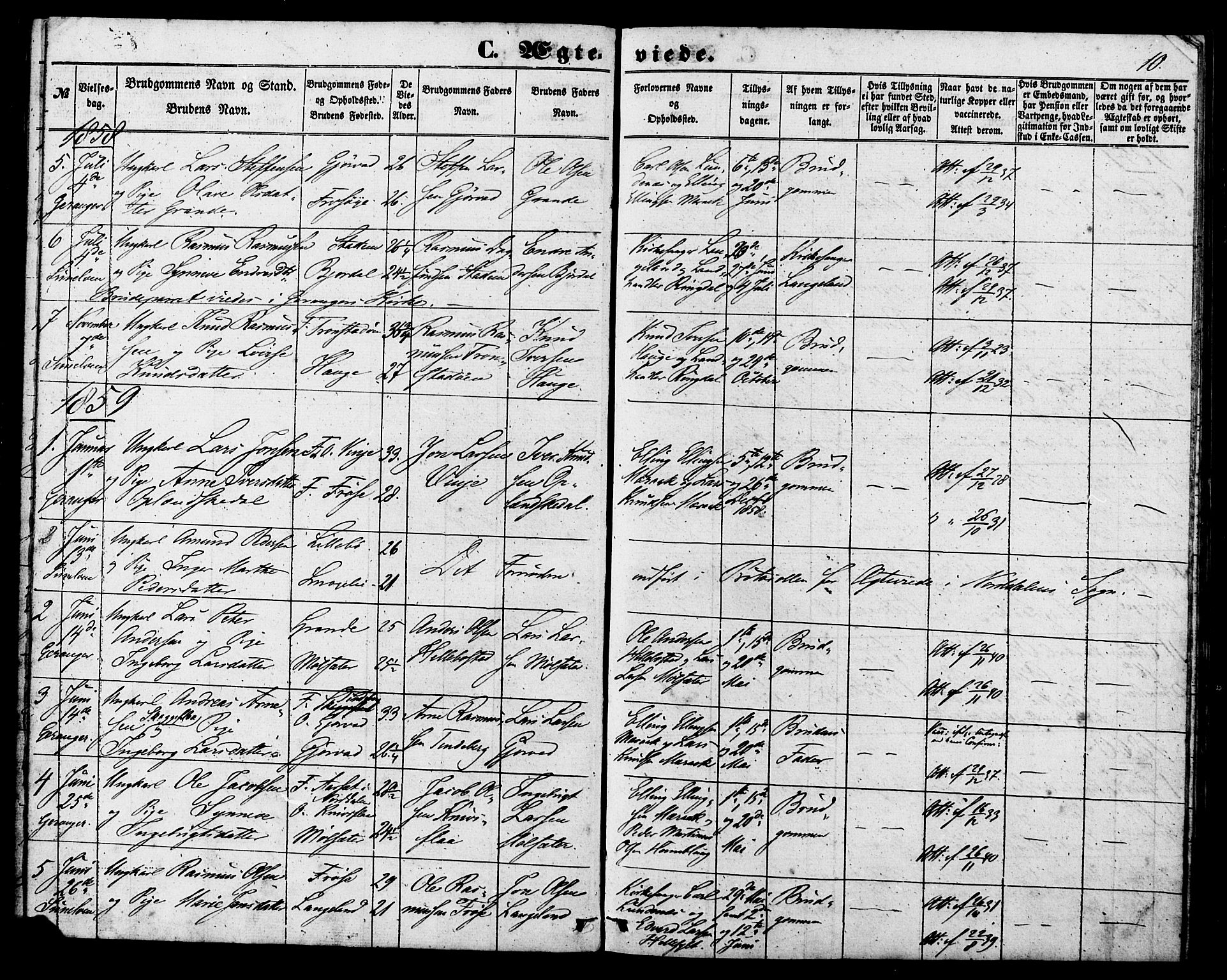 Ministerialprotokoller, klokkerbøker og fødselsregistre - Møre og Romsdal, SAT/A-1454/517/L0224: Parish register (official) no. 517A04, 1853-1880, p. 10