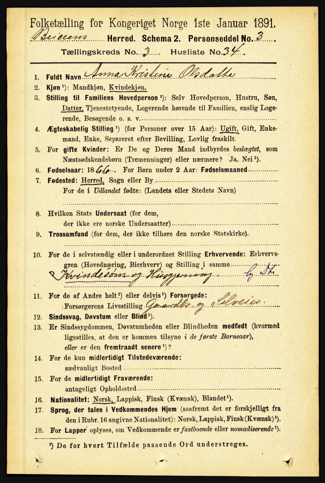 RA, 1891 census for 1839 Beiarn, 1891, p. 1212