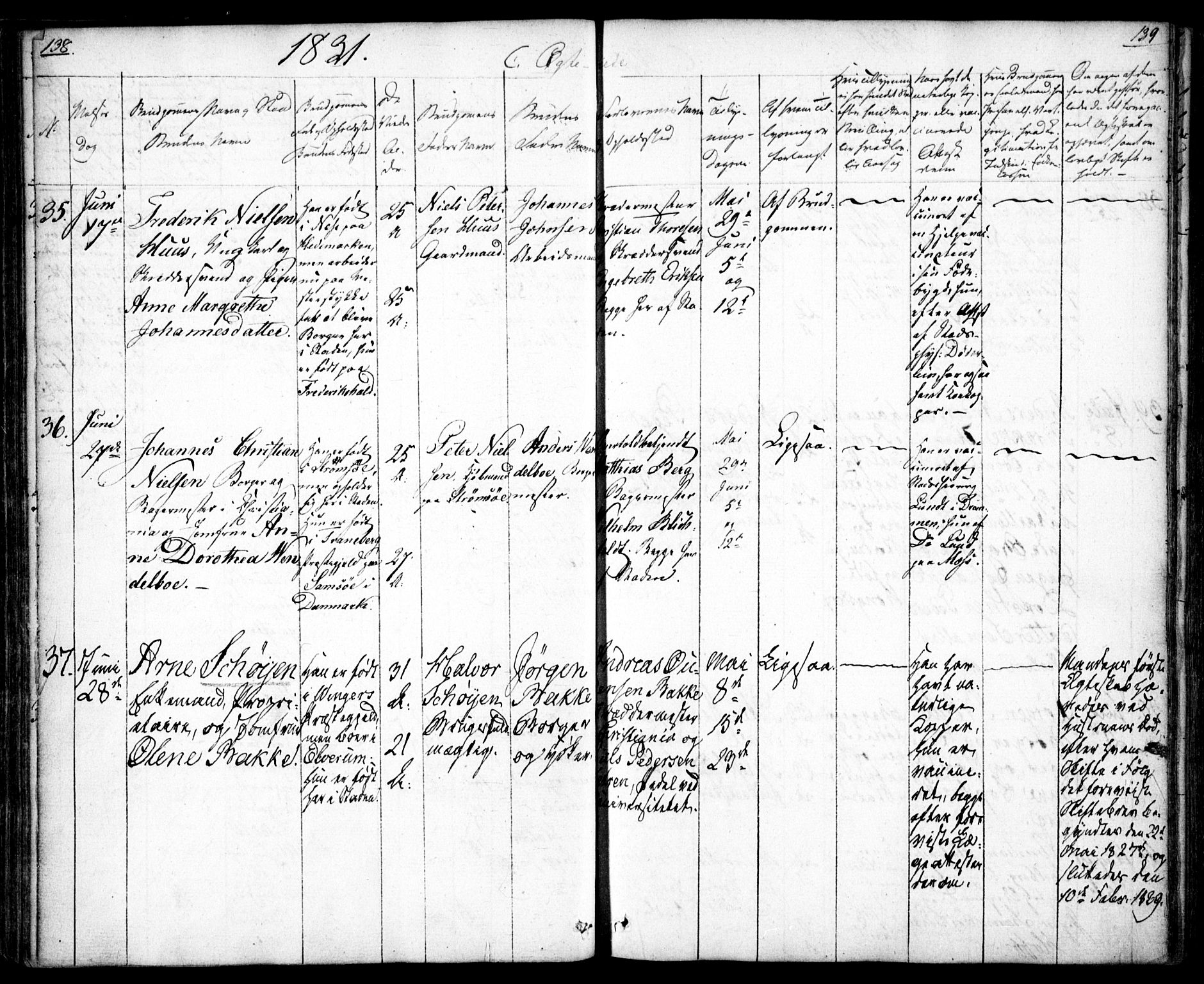 Oslo domkirke Kirkebøker, SAO/A-10752/F/Fa/L0019: Parish register (official) no. 19, 1828-1847, p. 138-139