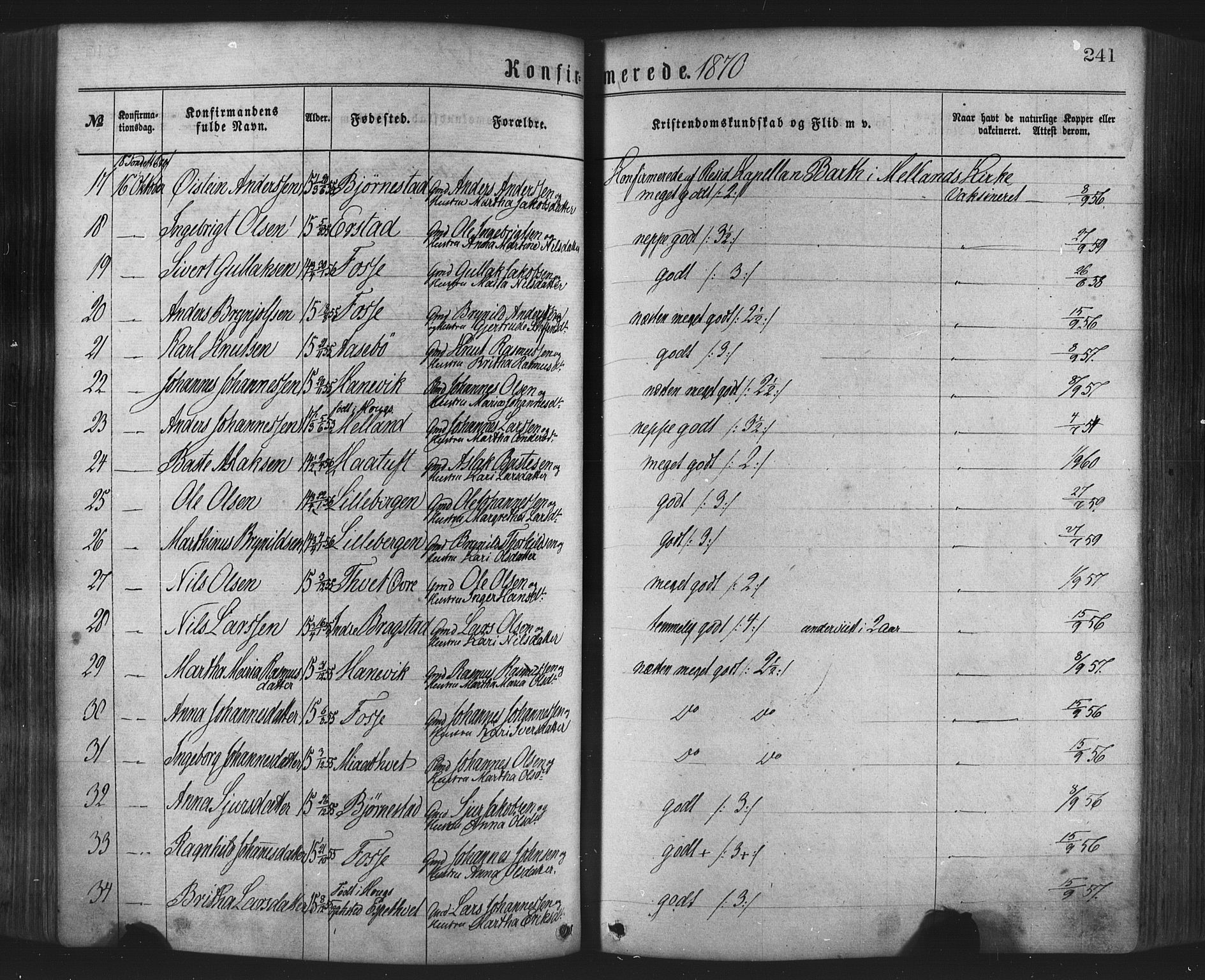 Hamre sokneprestembete, AV/SAB-A-75501/H/Ha/Haa/Haaa/L0015: Parish register (official) no. A 15, 1870-1881, p. 241