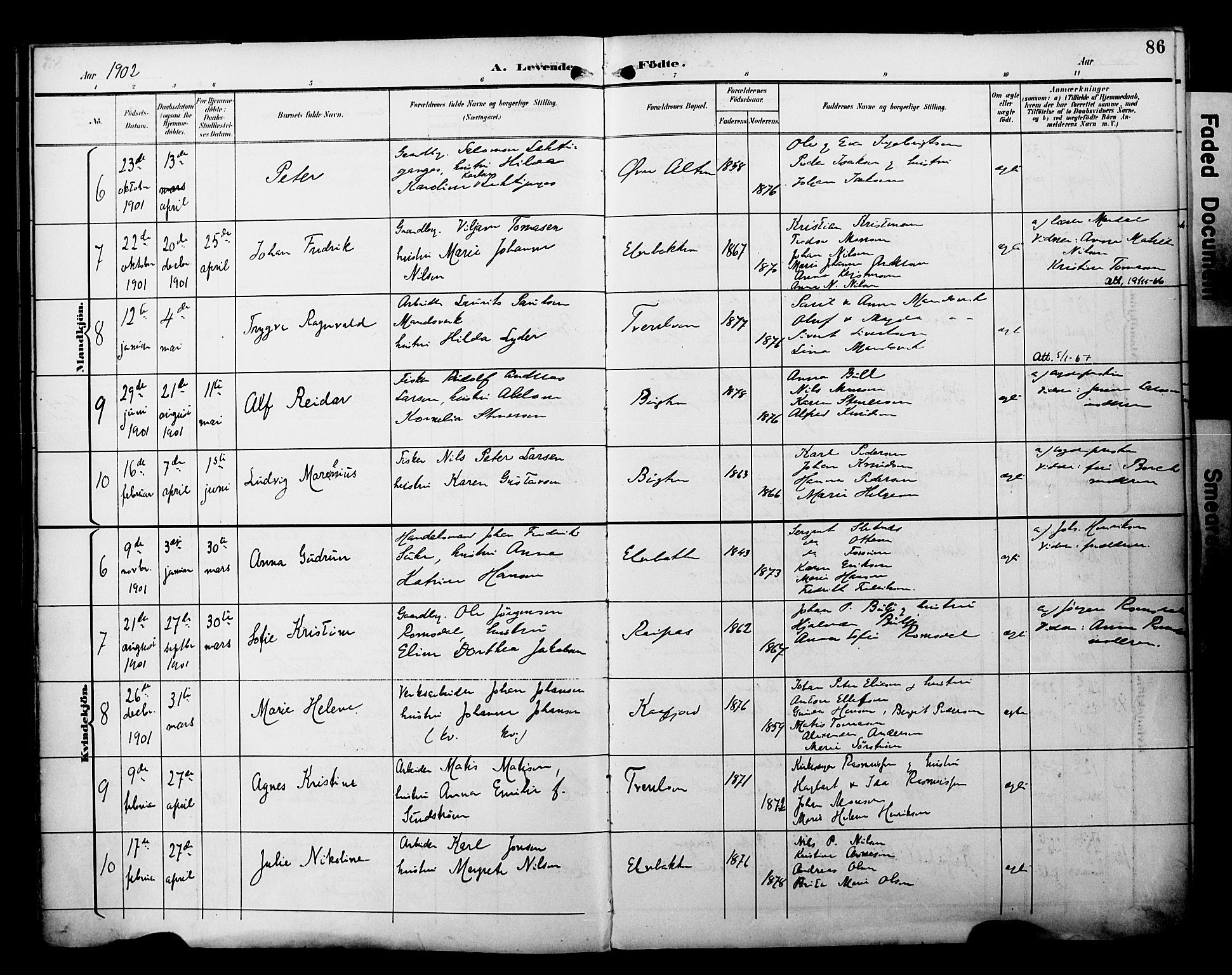 Alta sokneprestkontor, SATØ/S-1338/H/Ha/L0003.kirke: Parish register (official) no. 3, 1892-1904, p. 86
