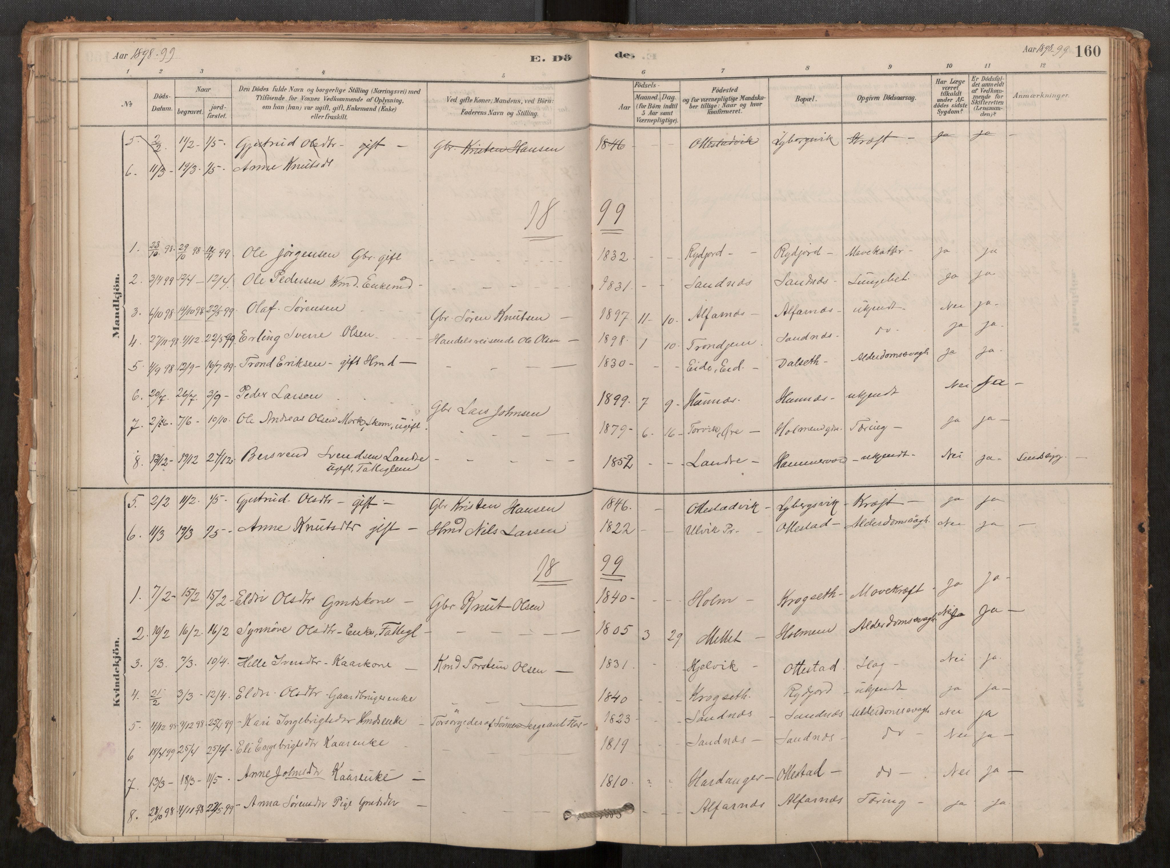 Ministerialprotokoller, klokkerbøker og fødselsregistre - Møre og Romsdal, SAT/A-1454/548/L0615: Parish register (official) no. 548A02, 1878-1906, p. 160