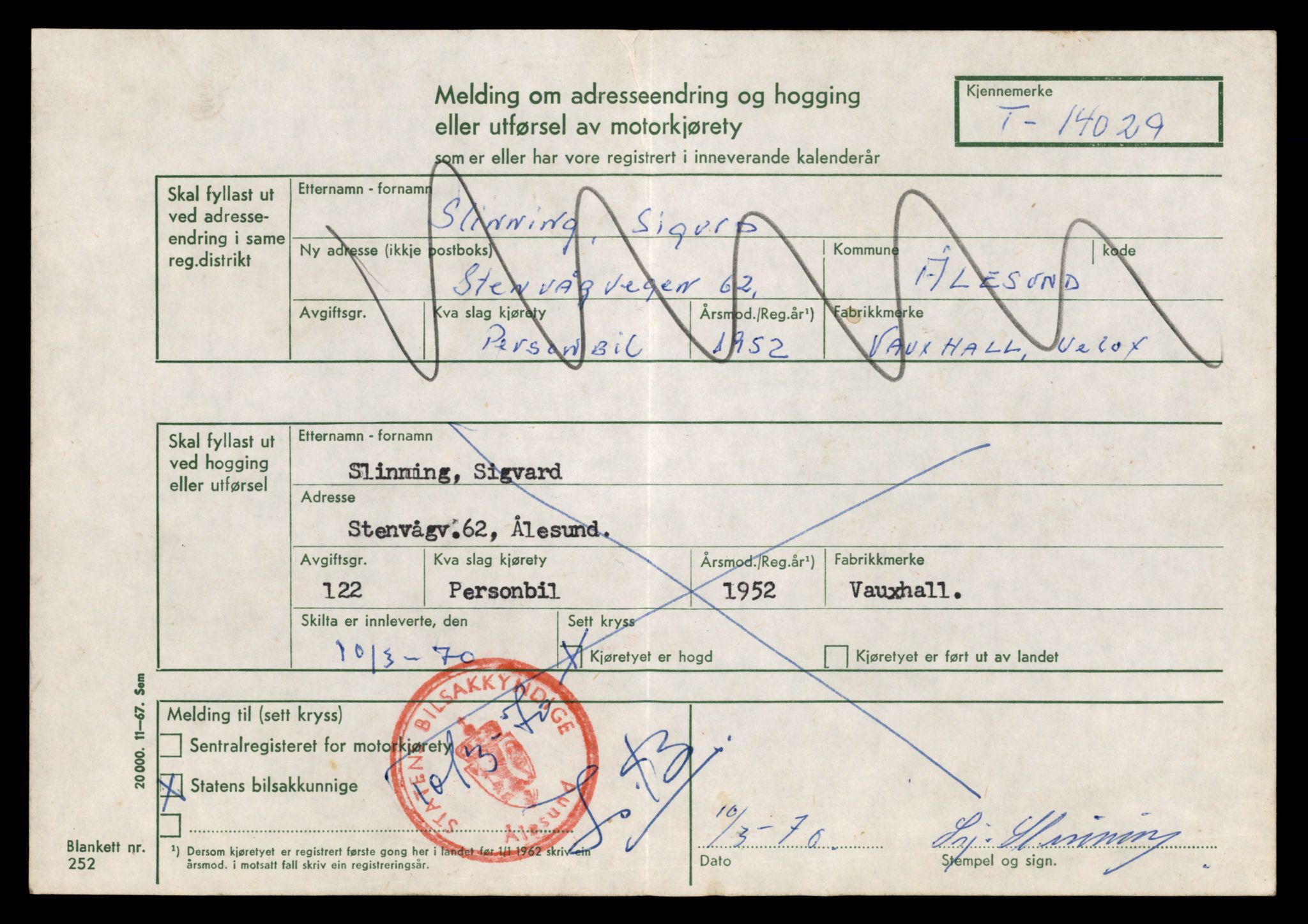 Møre og Romsdal vegkontor - Ålesund trafikkstasjon, AV/SAT-A-4099/F/Fe/L0042: Registreringskort for kjøretøy T 13906 - T 14079, 1927-1998, p. 1937
