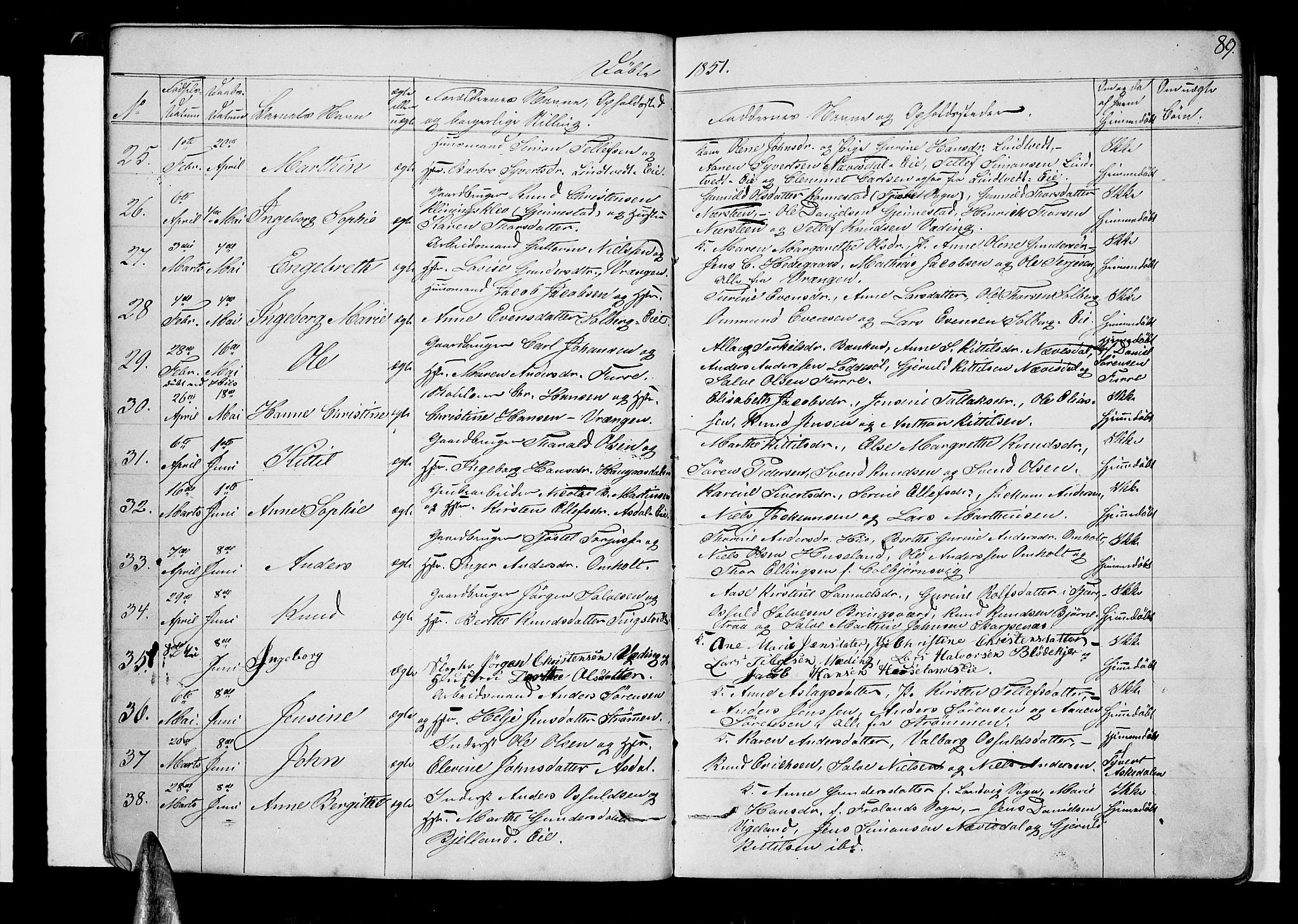 Øyestad sokneprestkontor, AV/SAK-1111-0049/F/Fb/L0006: Parish register (copy) no. B 6, 1843-1854, p. 89