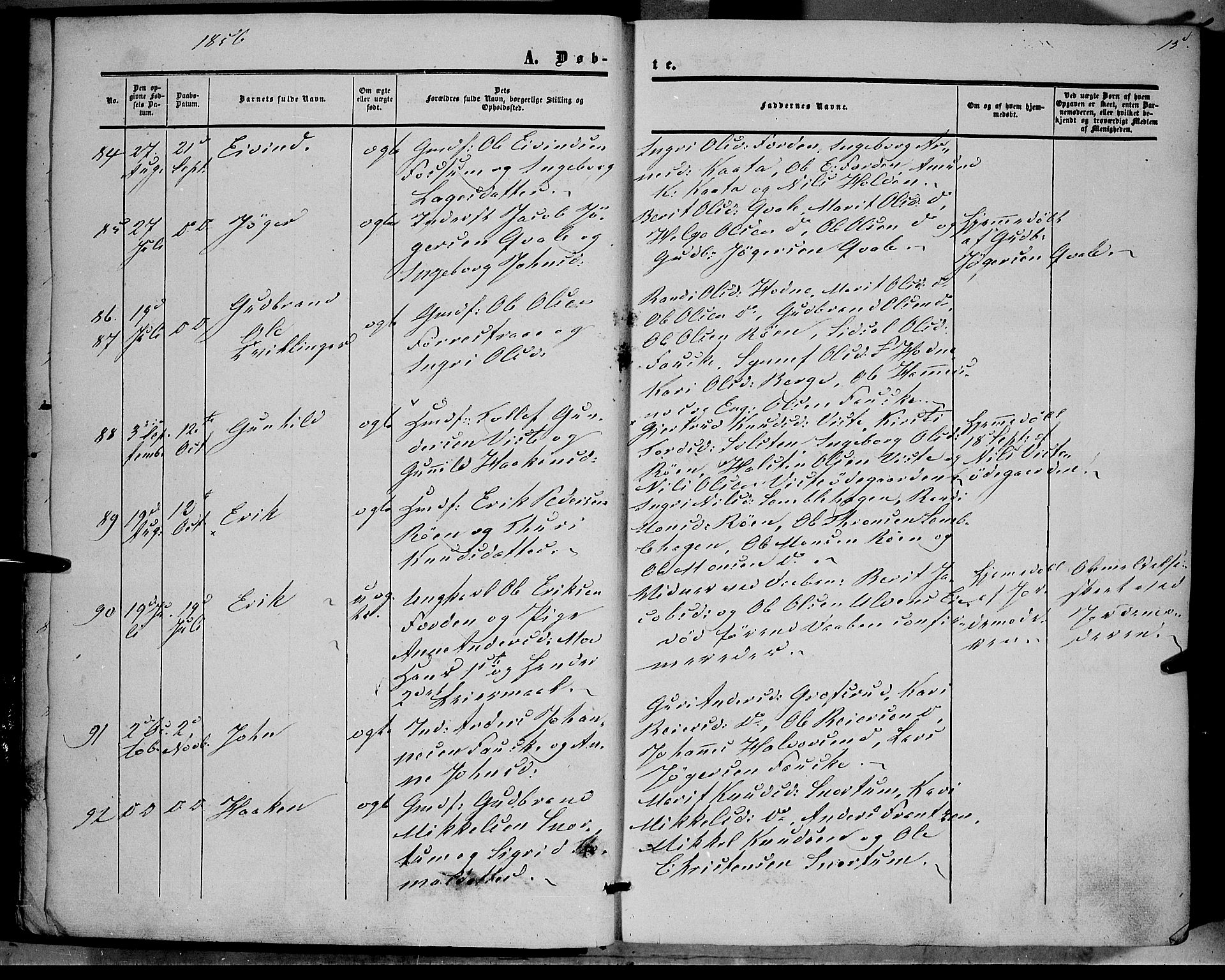 Vestre Slidre prestekontor, SAH/PREST-136/H/Ha/Haa/L0002: Parish register (official) no. 2, 1856-1864, p. 15