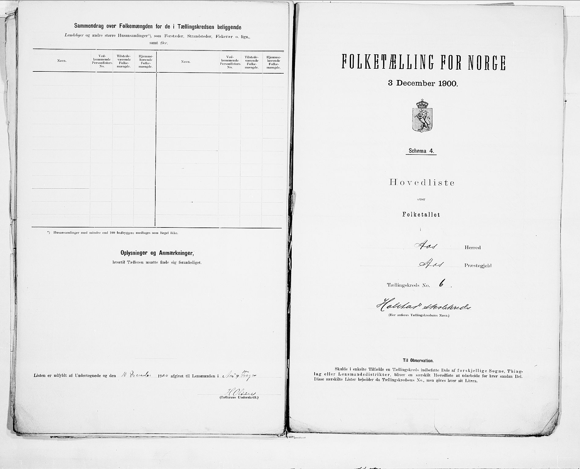 SAO, 1900 census for Ås, 1900, p. 16