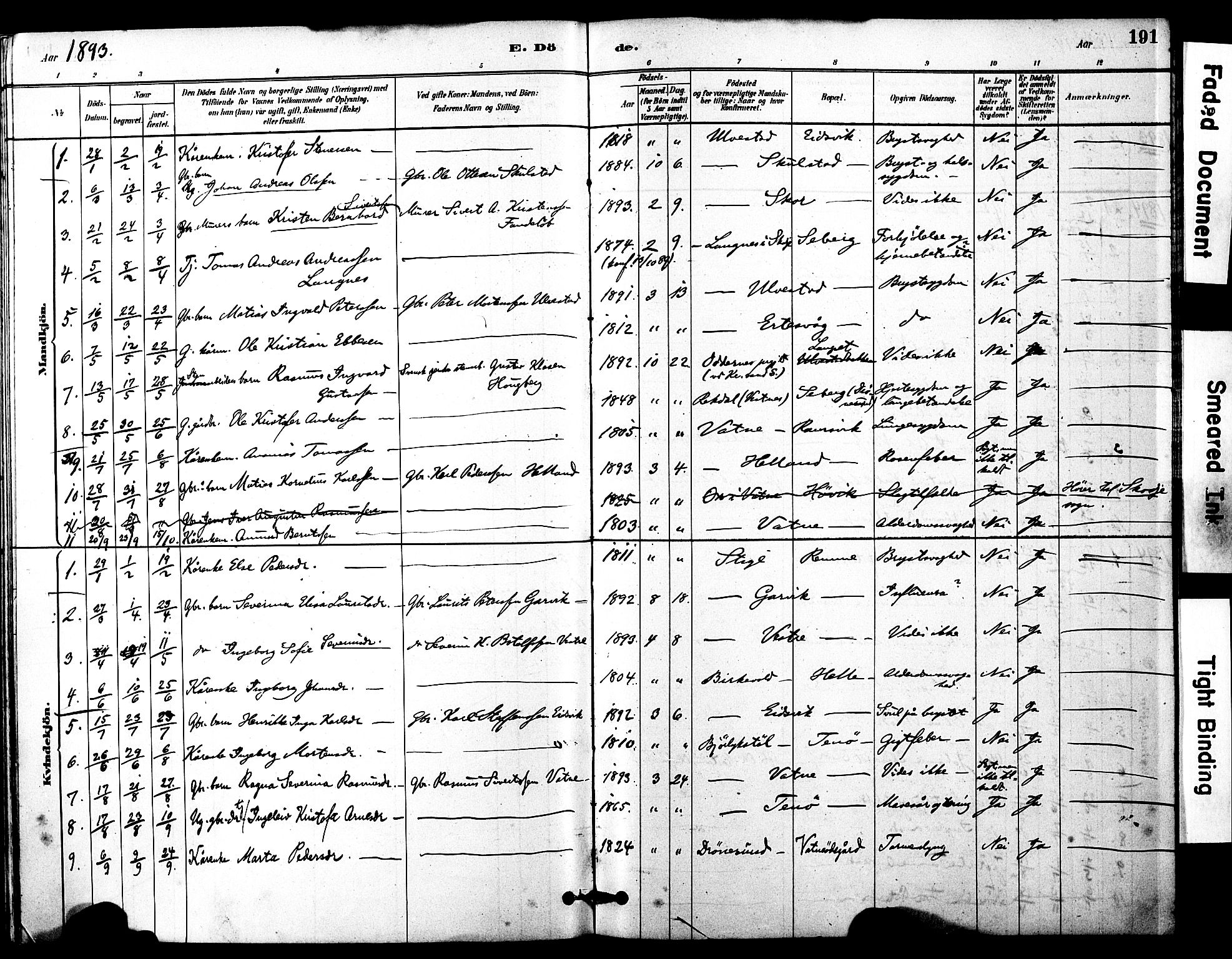 Ministerialprotokoller, klokkerbøker og fødselsregistre - Møre og Romsdal, SAT/A-1454/525/L0374: Parish register (official) no. 525A04, 1880-1899, p. 191