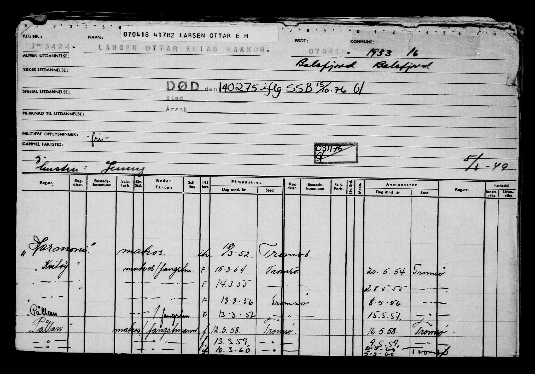 Direktoratet for sjømenn, AV/RA-S-3545/G/Gb/L0157: Hovedkort, 1918, p. 135