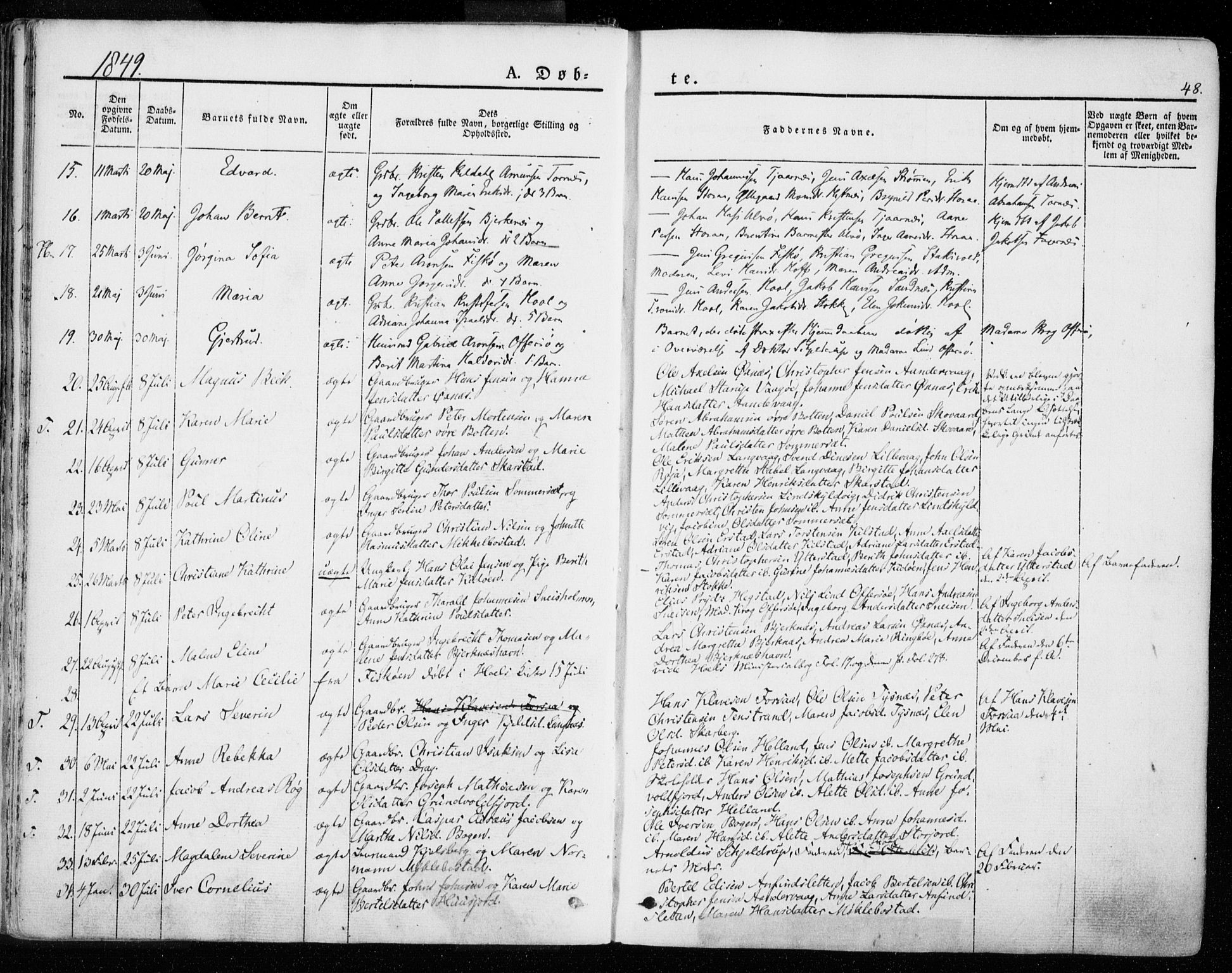 Ministerialprotokoller, klokkerbøker og fødselsregistre - Nordland, SAT/A-1459/872/L1033: Parish register (official) no. 872A08, 1840-1863, p. 48