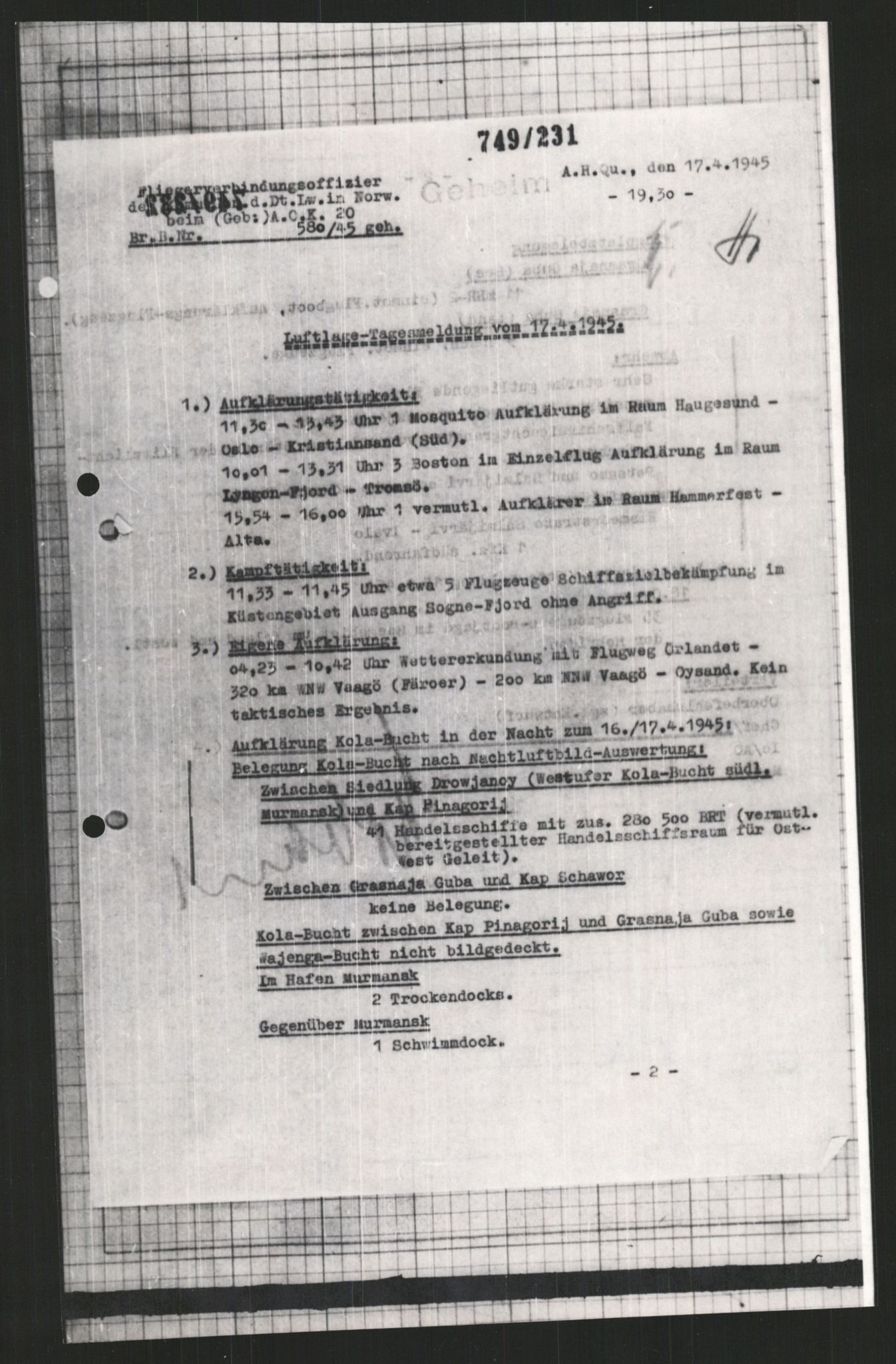 Forsvarets Overkommando. 2 kontor. Arkiv 11.4. Spredte tyske arkivsaker, AV/RA-RAFA-7031/D/Dar/Dara/L0009: Krigsdagbøker for 20. Gebirgs-Armee-Oberkommando (AOK 20), 1940-1945, p. 318