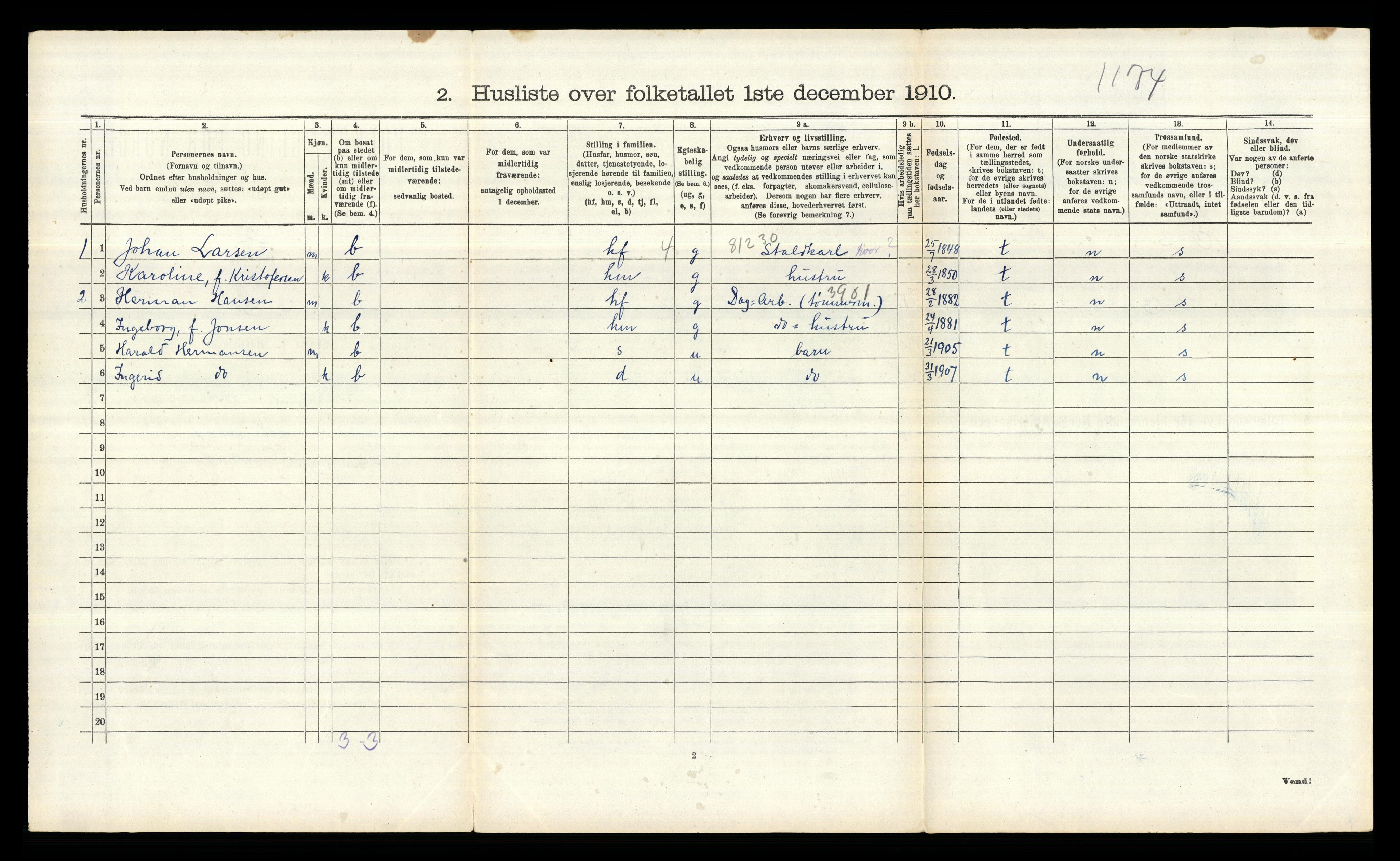 RA, 1910 census for Bærum, 1910, p. 2910