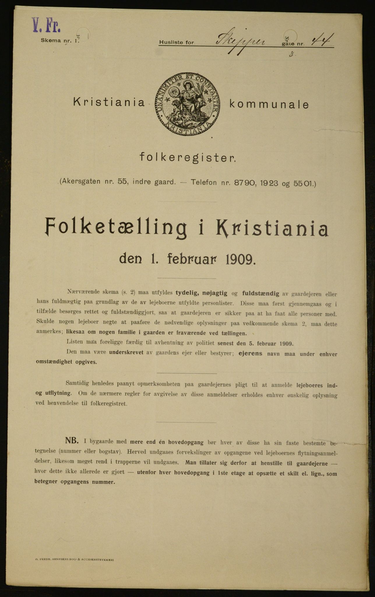 OBA, Municipal Census 1909 for Kristiania, 1909, p. 86825