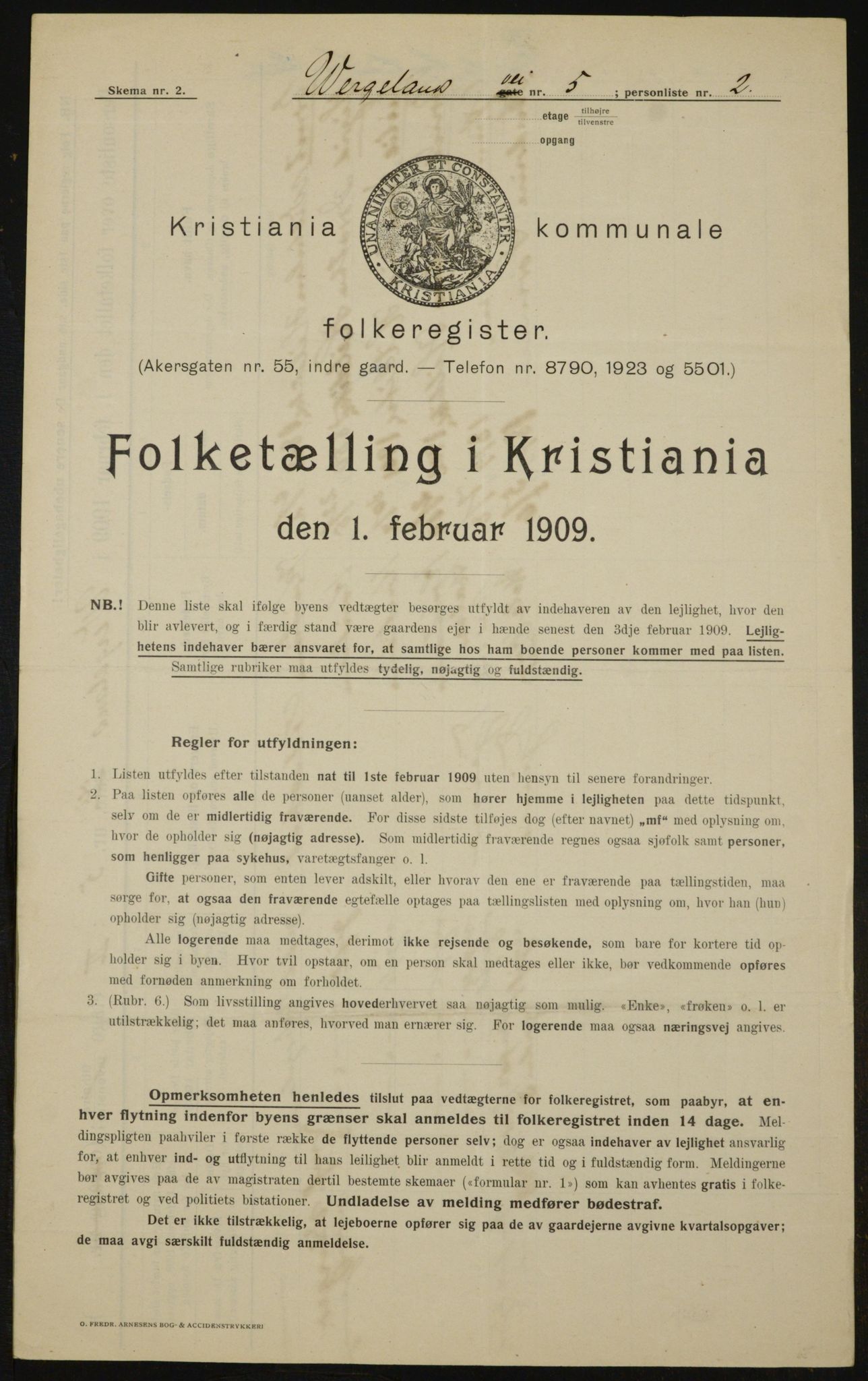 OBA, Municipal Census 1909 for Kristiania, 1909, p. 115992