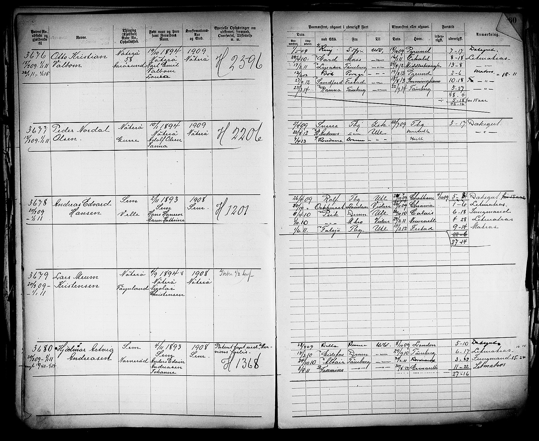 Tønsberg innrulleringskontor, SAKO/A-786/F/Fb/L0005: Annotasjonsrulle Patent nr. 2401-4080, 1904-1910, p. 259