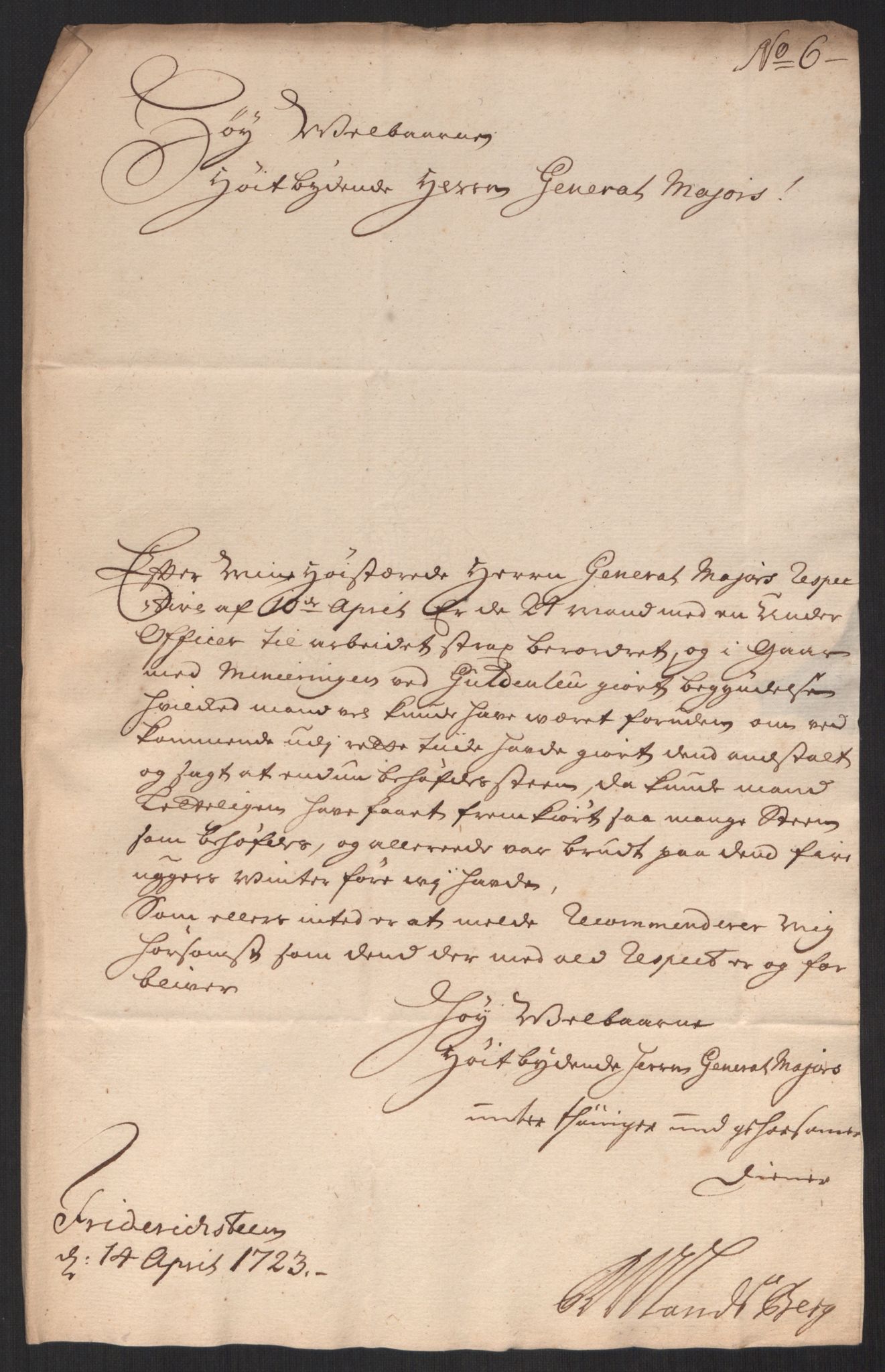 Kommanderende general (KG I) med Det norske krigsdirektorium, AV/RA-EA-5419/D/L0152: Fredriksten festning: Brev, inventarfortegnelser og regnskapsekstrakter, 1720-1723, p. 464